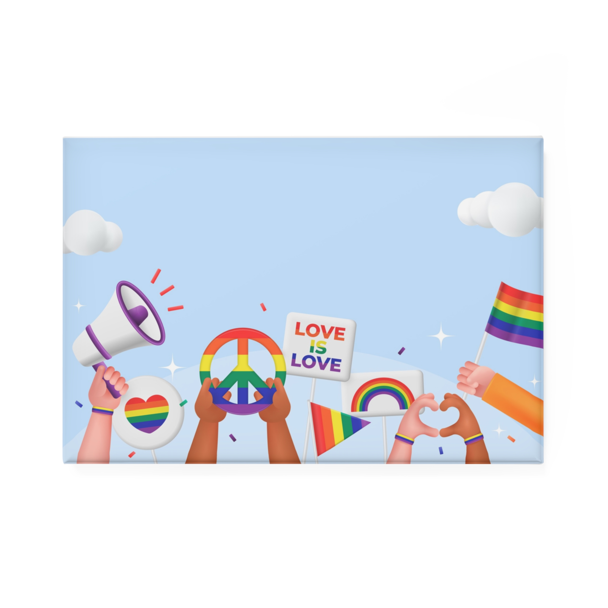 Realistic Background Pride Month Celebration Button Magnet Rectangle 1 And 10 Pcs - Image 5