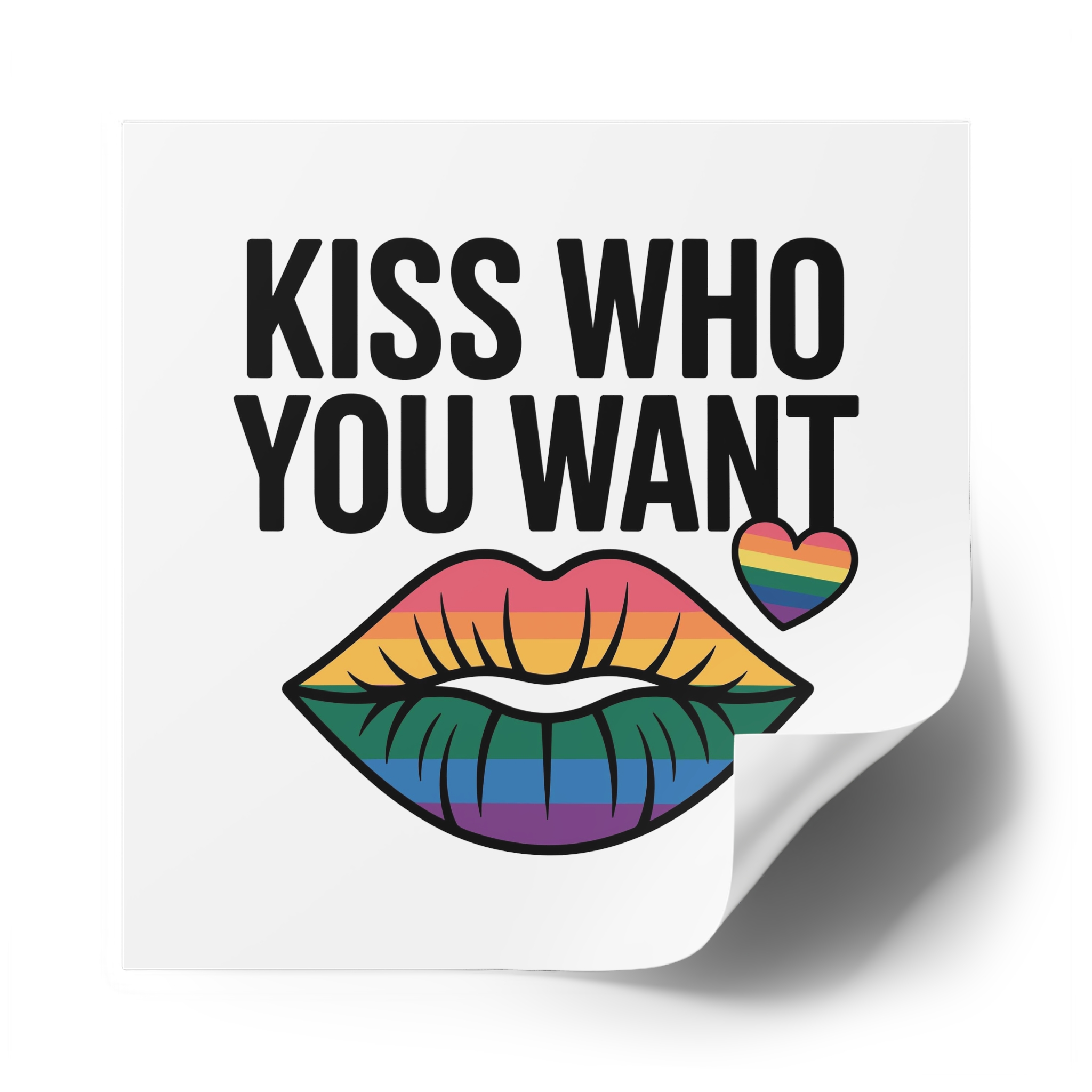 Kiss Who You Want T Shirt Design Isolated White Background Laminate Stickers Square - Image 50