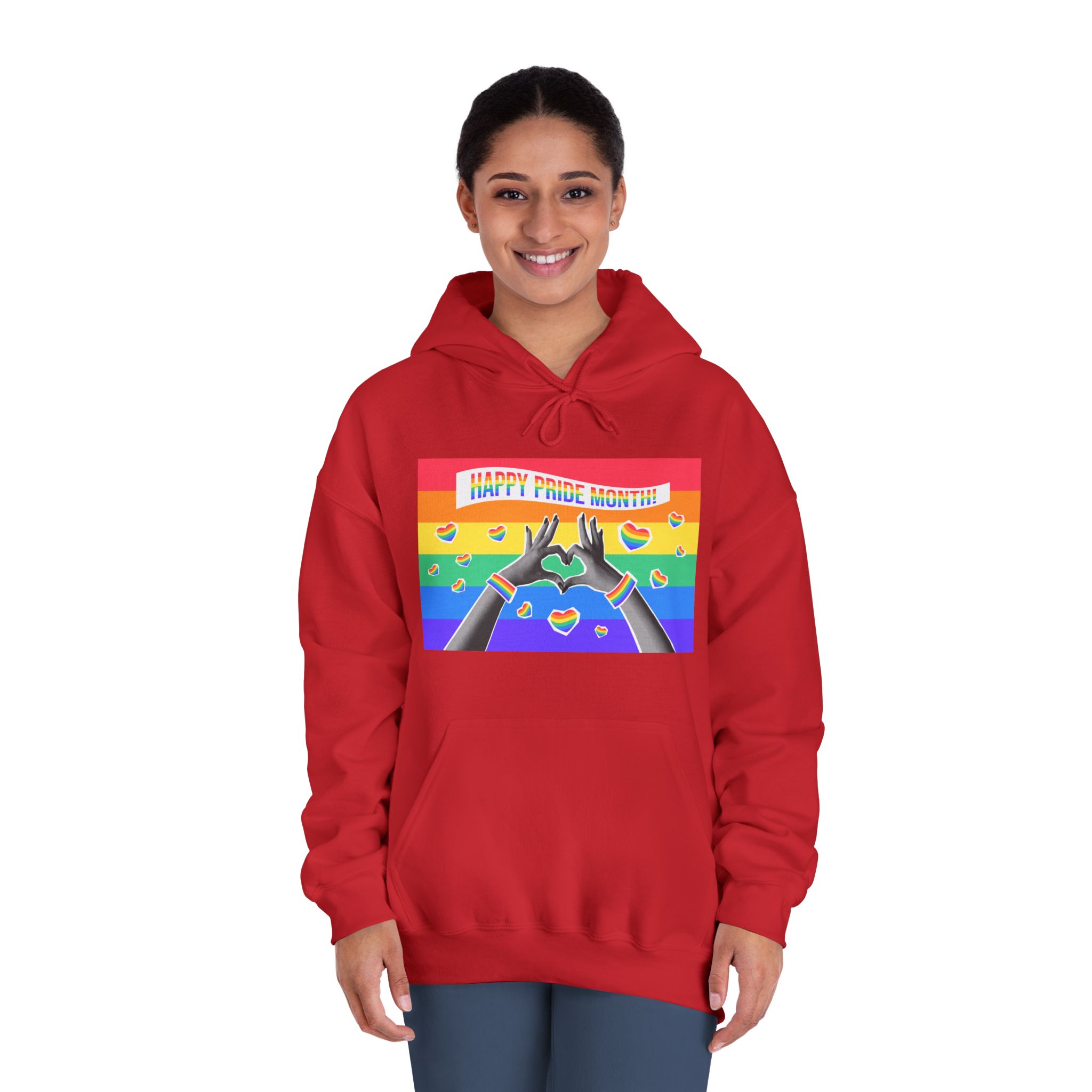 Lgbtq Pride Month Card Y2k Style Trendy Retro Collage Halftone Hands Unisex Dryblend Hooded Sweatshirt - Image 36