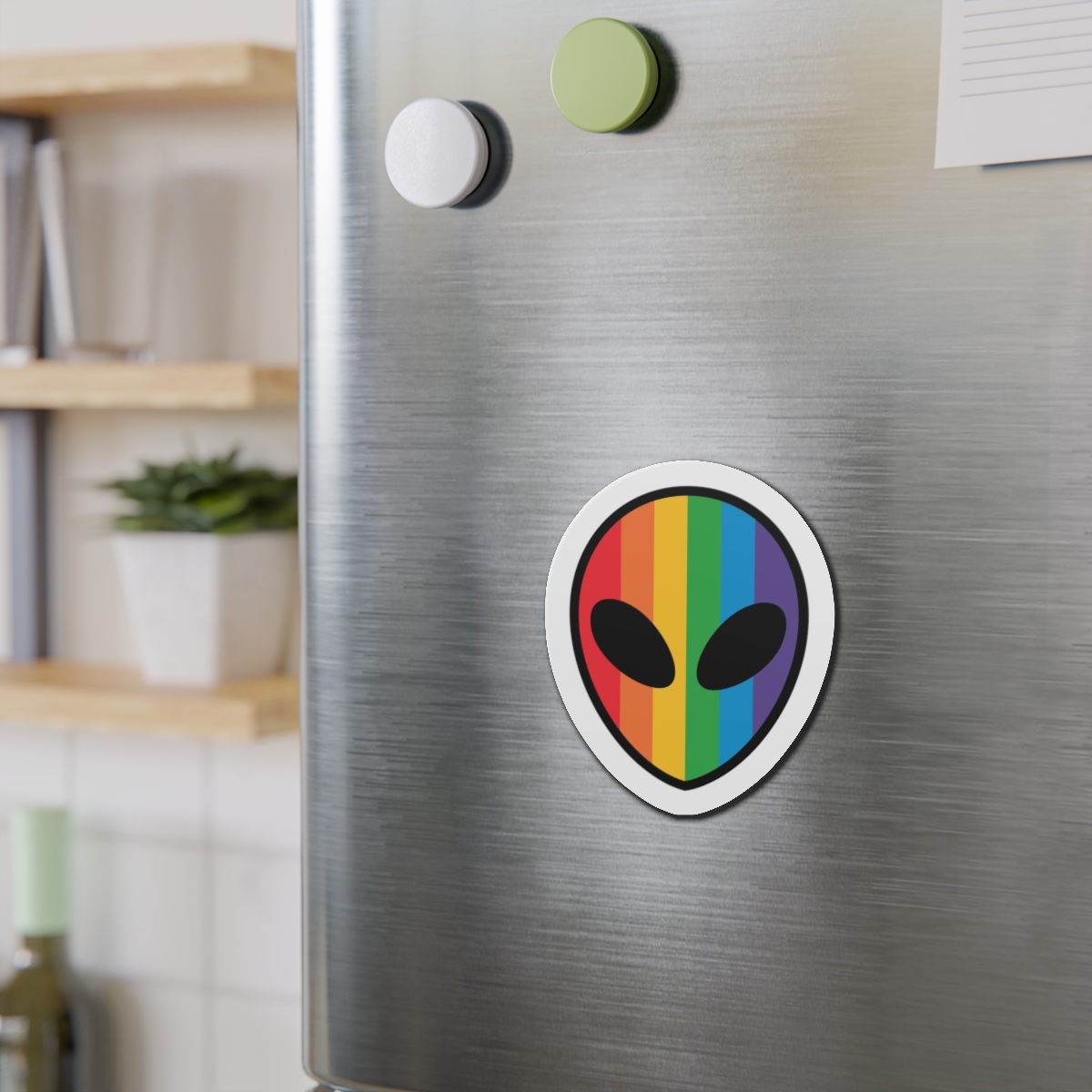 Rainbow Alien Head Lgbt Pride Illustration Die Cut Magnets - Image 12