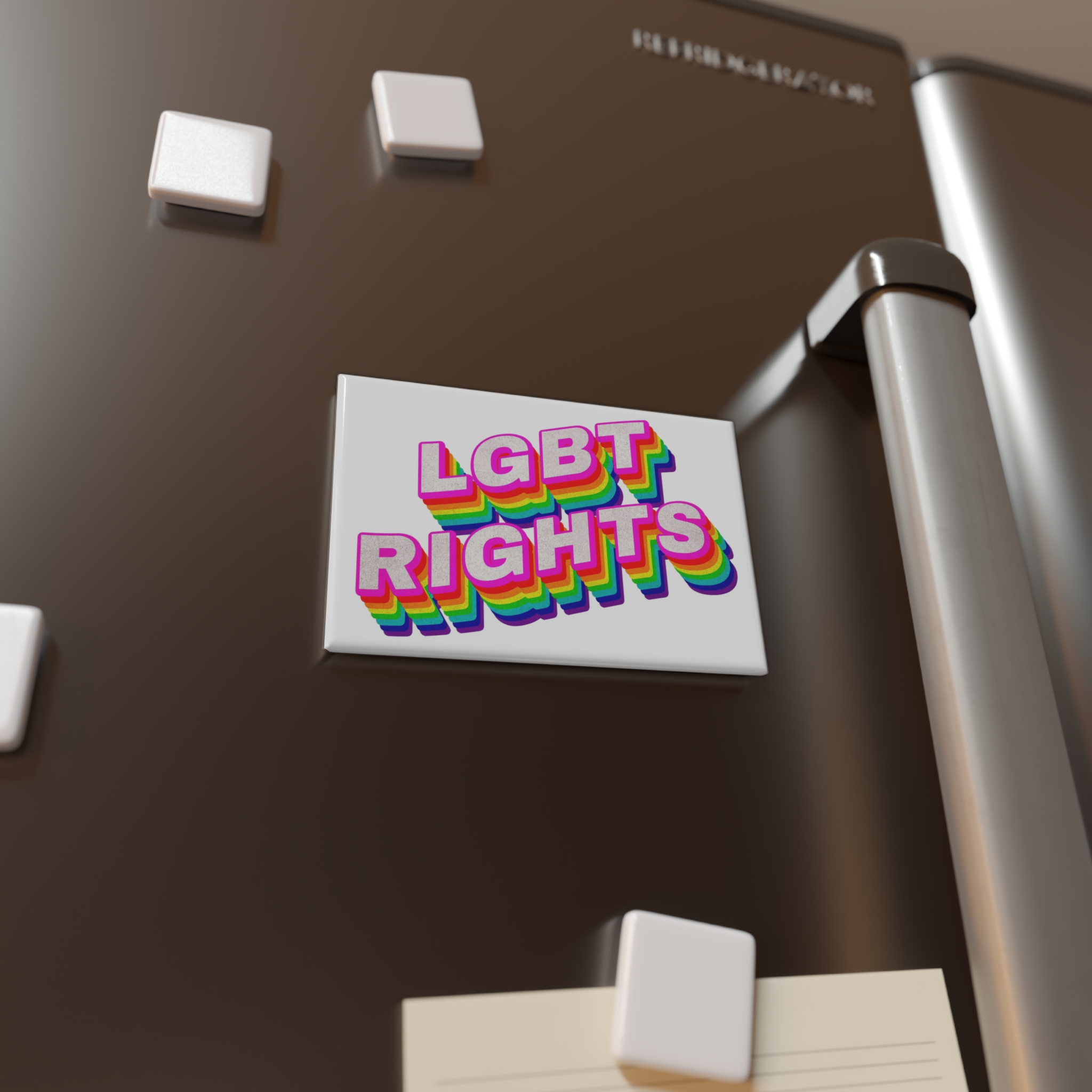 Rainbow Word Lgbt Rights Typography Design Element Button Magnet Rectangle 1 And 10 Pcs - Image 4
