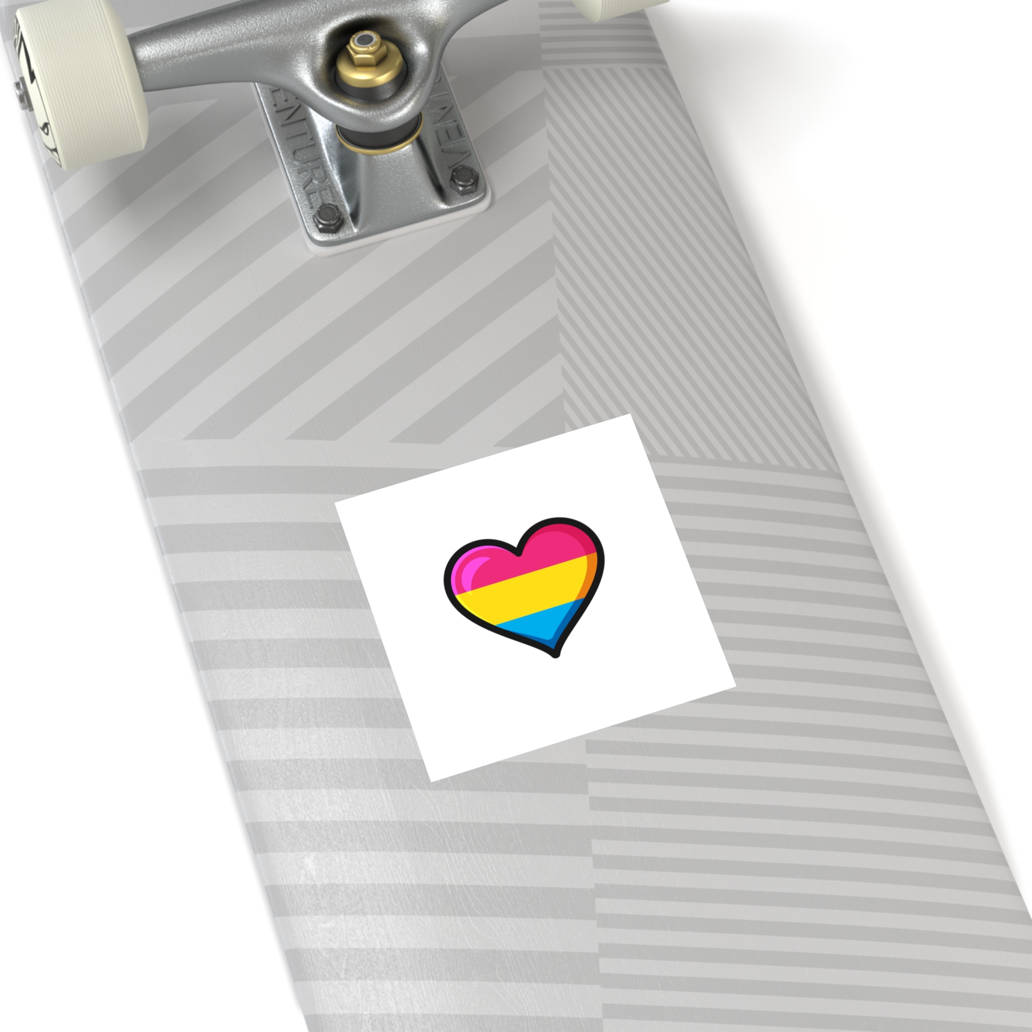 Pansexual Pride Flag Heart Shape Vector Illustration Laminate Stickers Square - Image 20