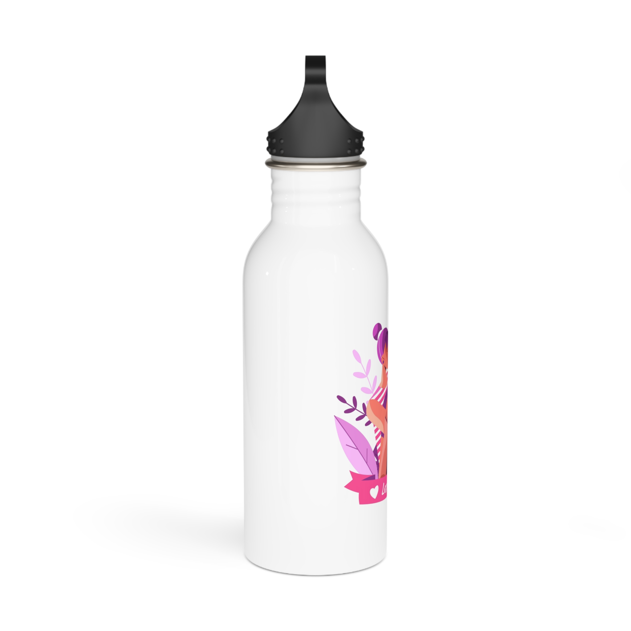 Flat Lesbian Kiss Illustrated Stainless Steel Water Bottle - Image 2