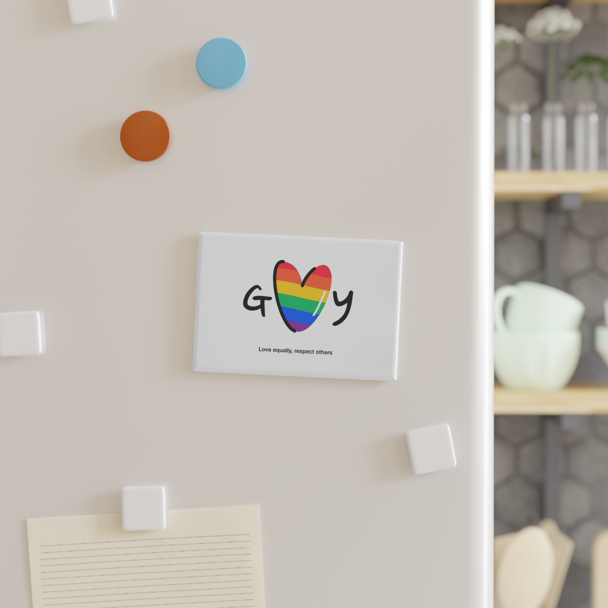 Love Letter Pride Rainbow Lettering Text Writing Pattern Freedom Love Heart Homo Colors Flag Parade Button Magnet Rectangle 1 And 10 Pcs - Image 3