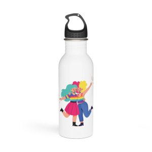 Two Happy Women Celebrating With Pride Flag Colors Stainless Steel Water Bottle