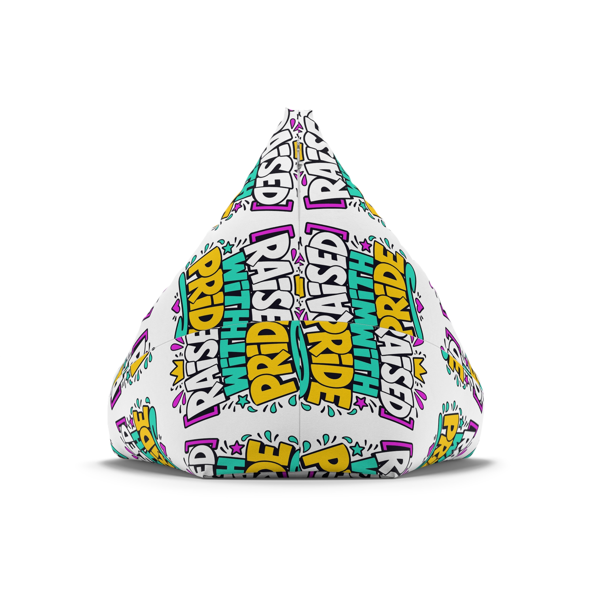Raised With Pride Text Effect Bean Bag Chair Cover - Image 6
