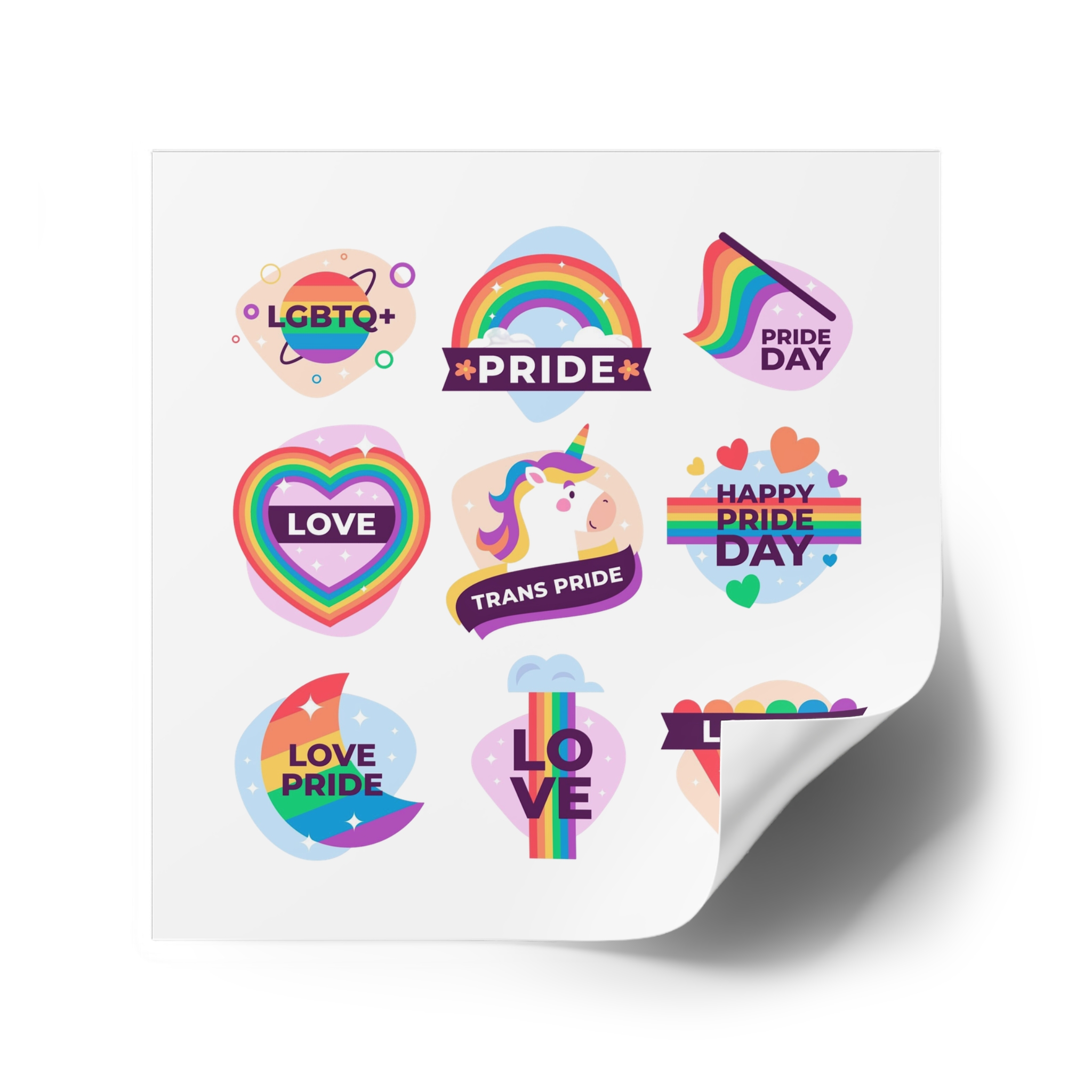 Labels Design Pride Day Event Laminate Stickers Square - Image 34