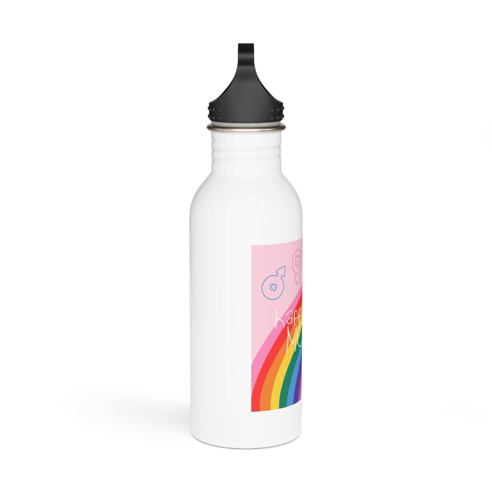 Cute Simple Banner Pride Month Symbols Pride Month With Lgbtq Flag Colours Stainless Steel Water Bottle - Image 2