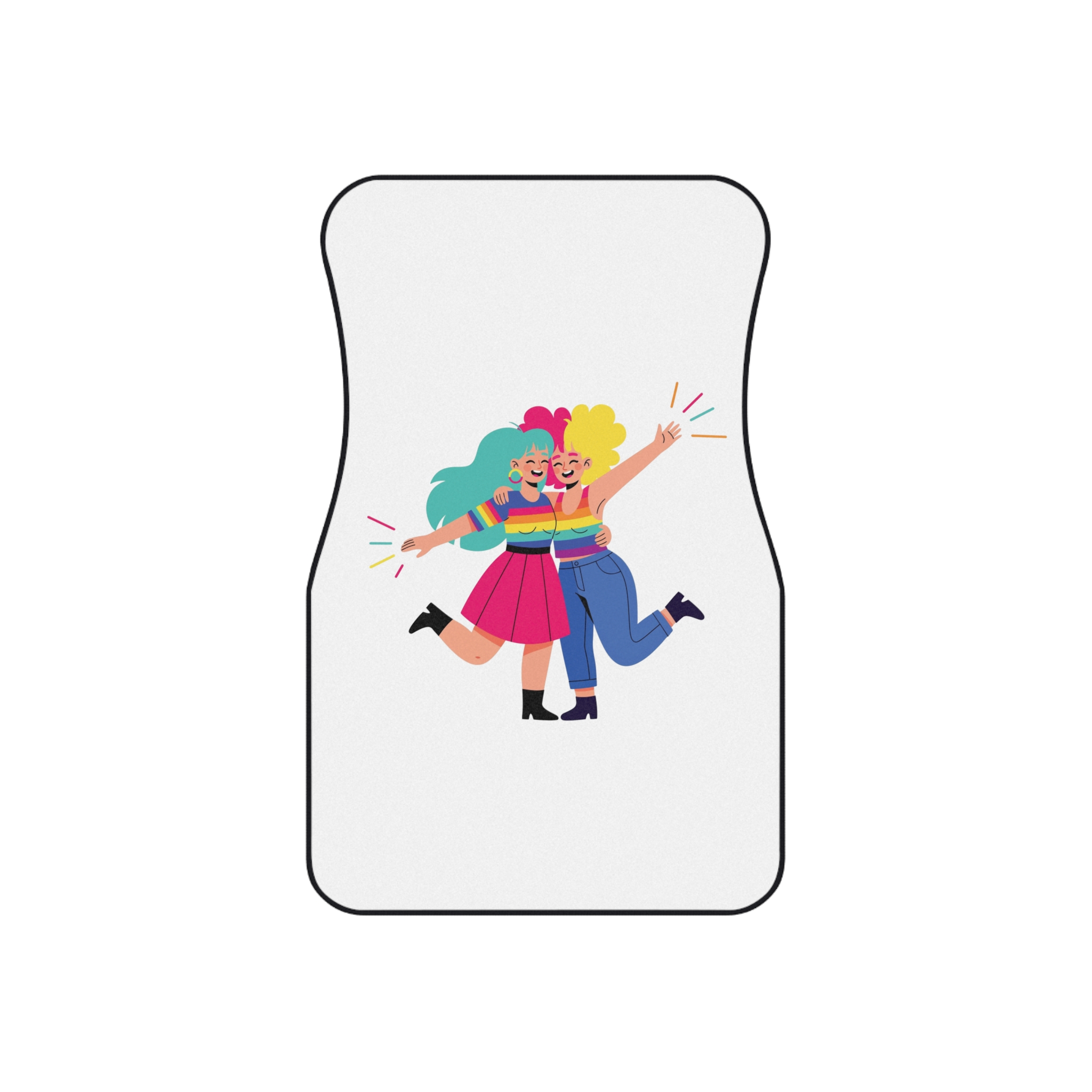 Two Happy Women Celebrating With Pride Flag Colors Car Mats Set Of 4 - Image 2