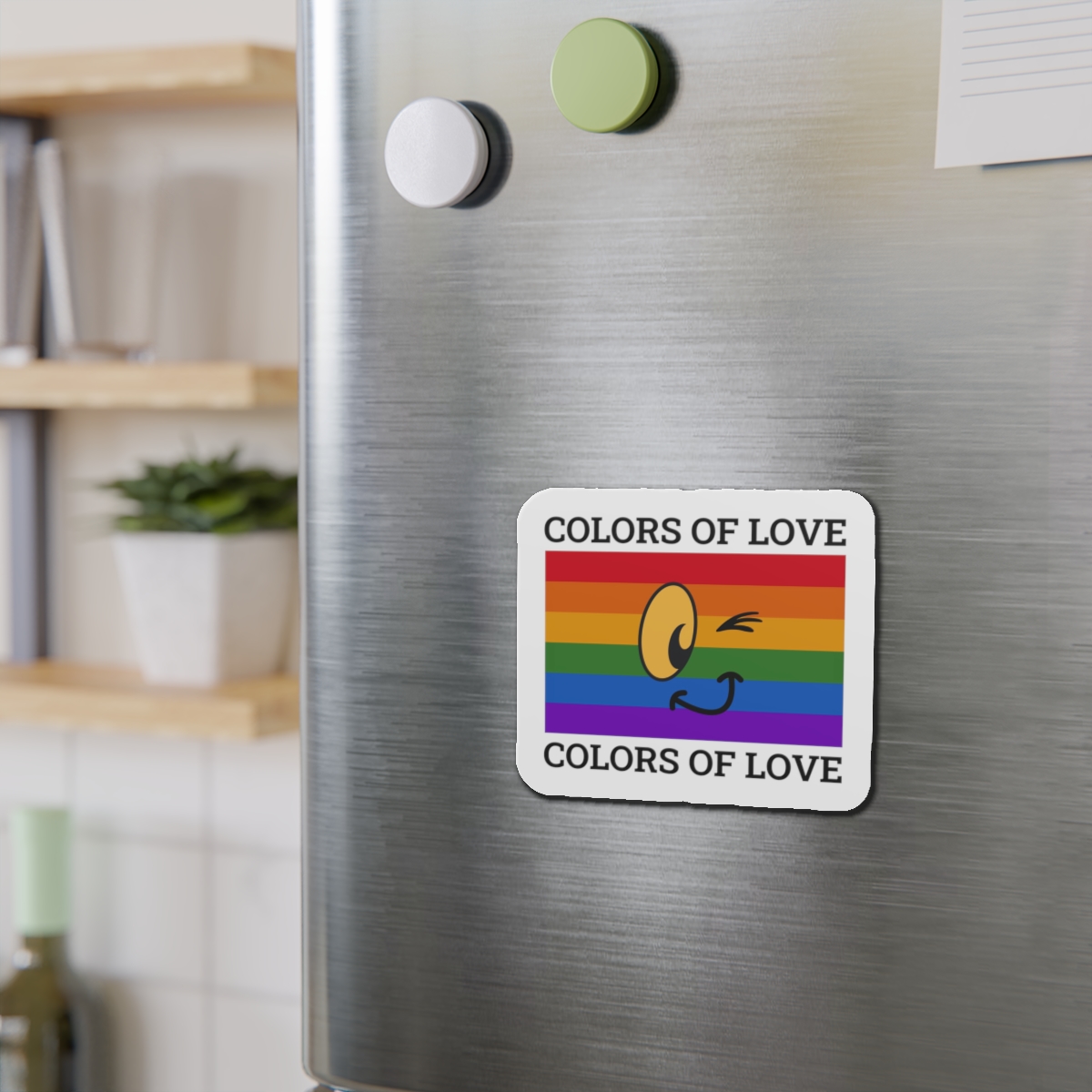 Colors Love Lgbtq Pride Month Quote Rainbow Flag Art With Smiley Face White Background Die Cut Magnets - Image 15