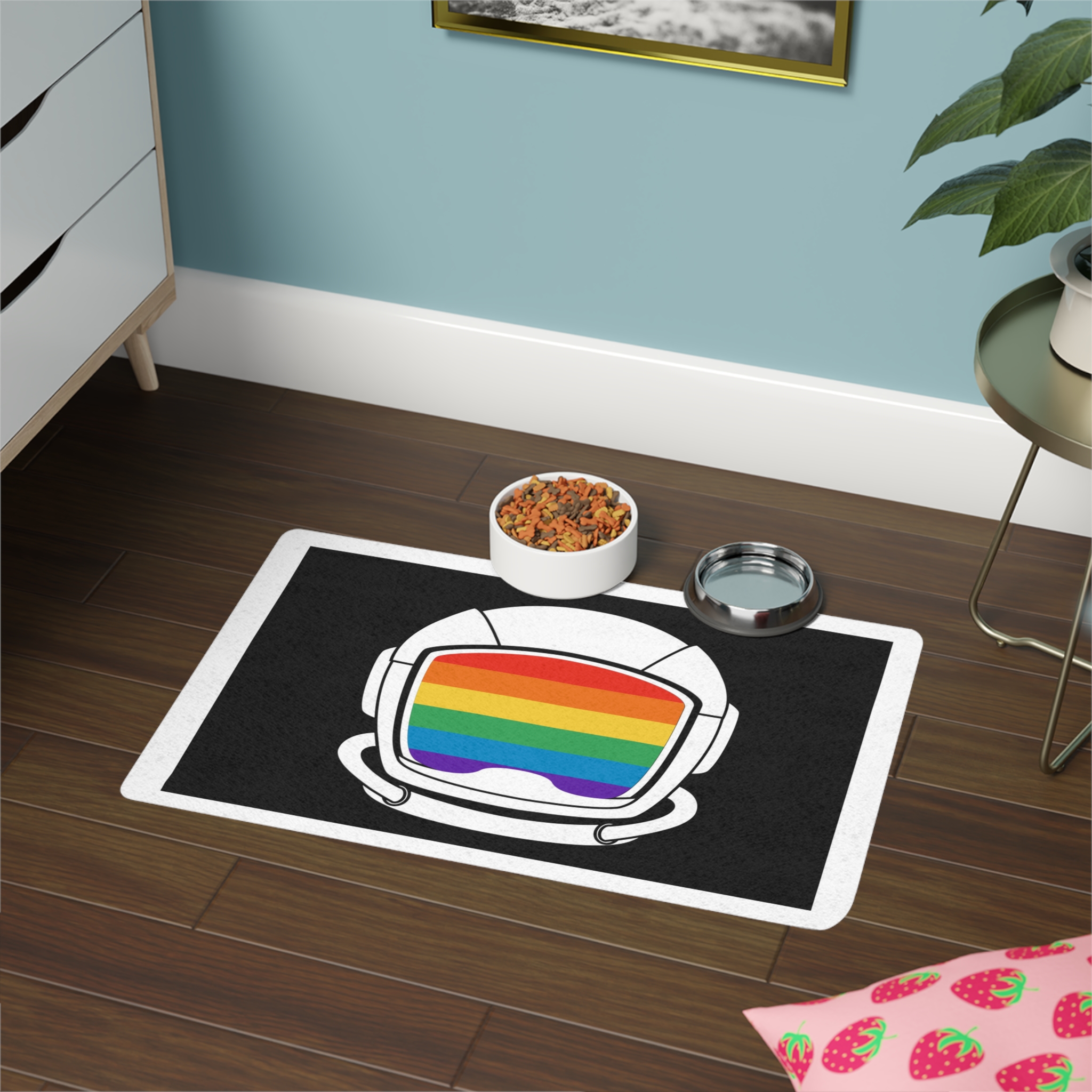 Astronaut Helmet Pride Gay Lgbt Pet Food Mat 12x18 - Image 4