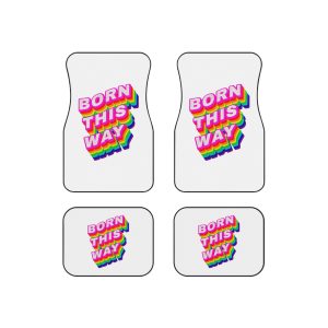Rainbow Word Born This Way Typography Design Element Car Mats Set Of 4