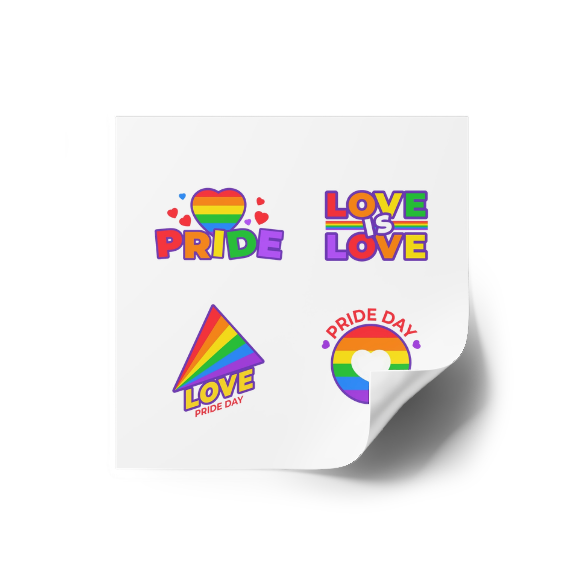 Illustrations Pride Day Badges Laminate Stickers Square - Image 2