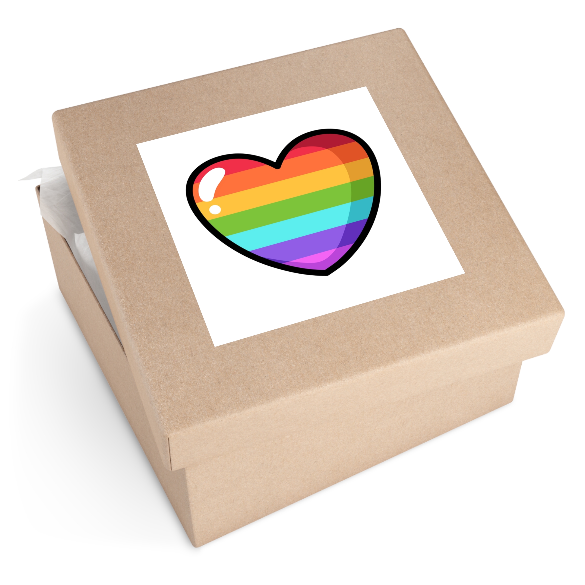 Pride Heart Cartoon Style Laminate Stickers Square - Image 79