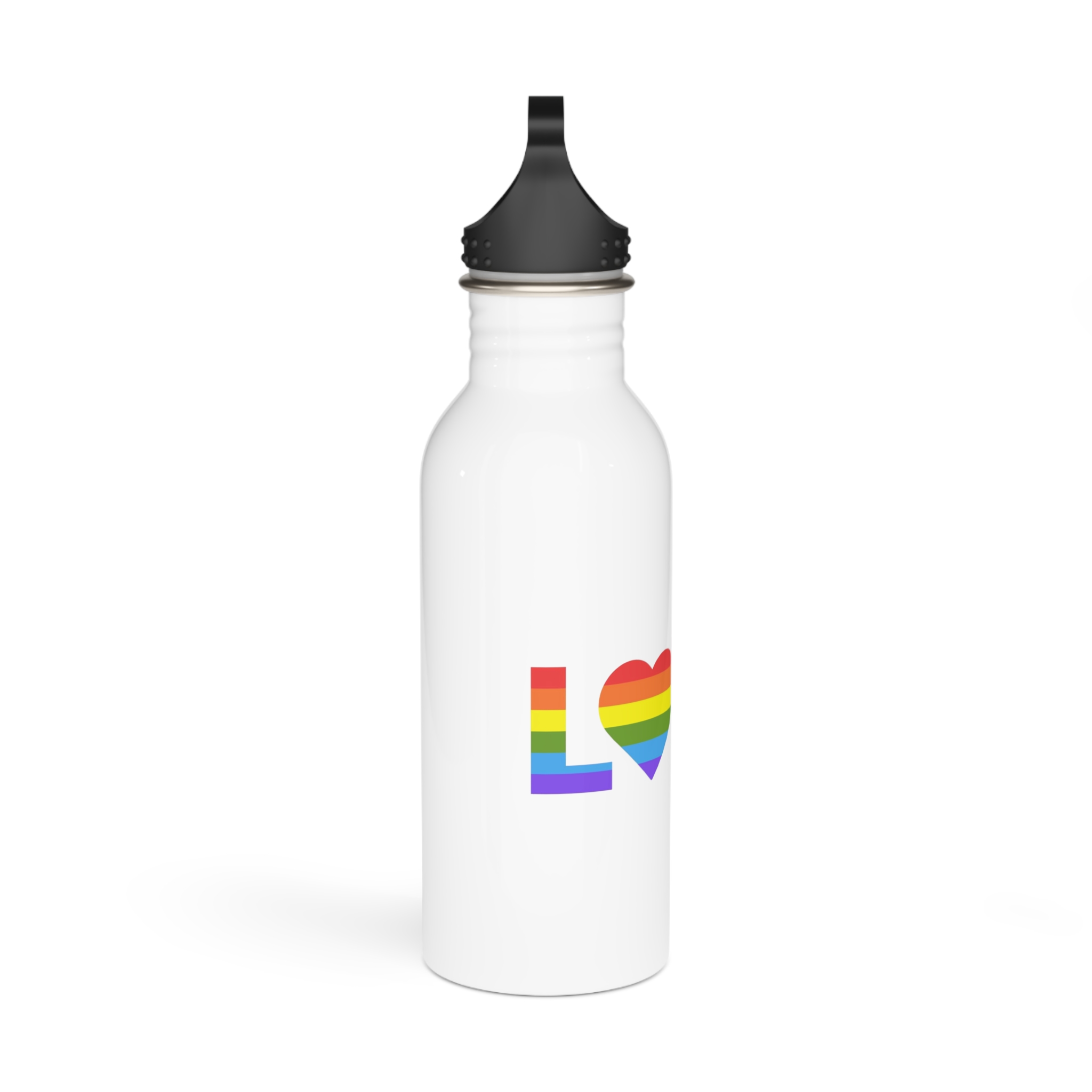 Love With Heart Rainbow Heart Shape Lgbtq Flag White Background Pride Month Stainless Steel Water Bottle - Image 2