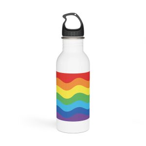 Bright Rainbow Color Waves Creating Cheerful Design Background Stainless Steel Water Bottle