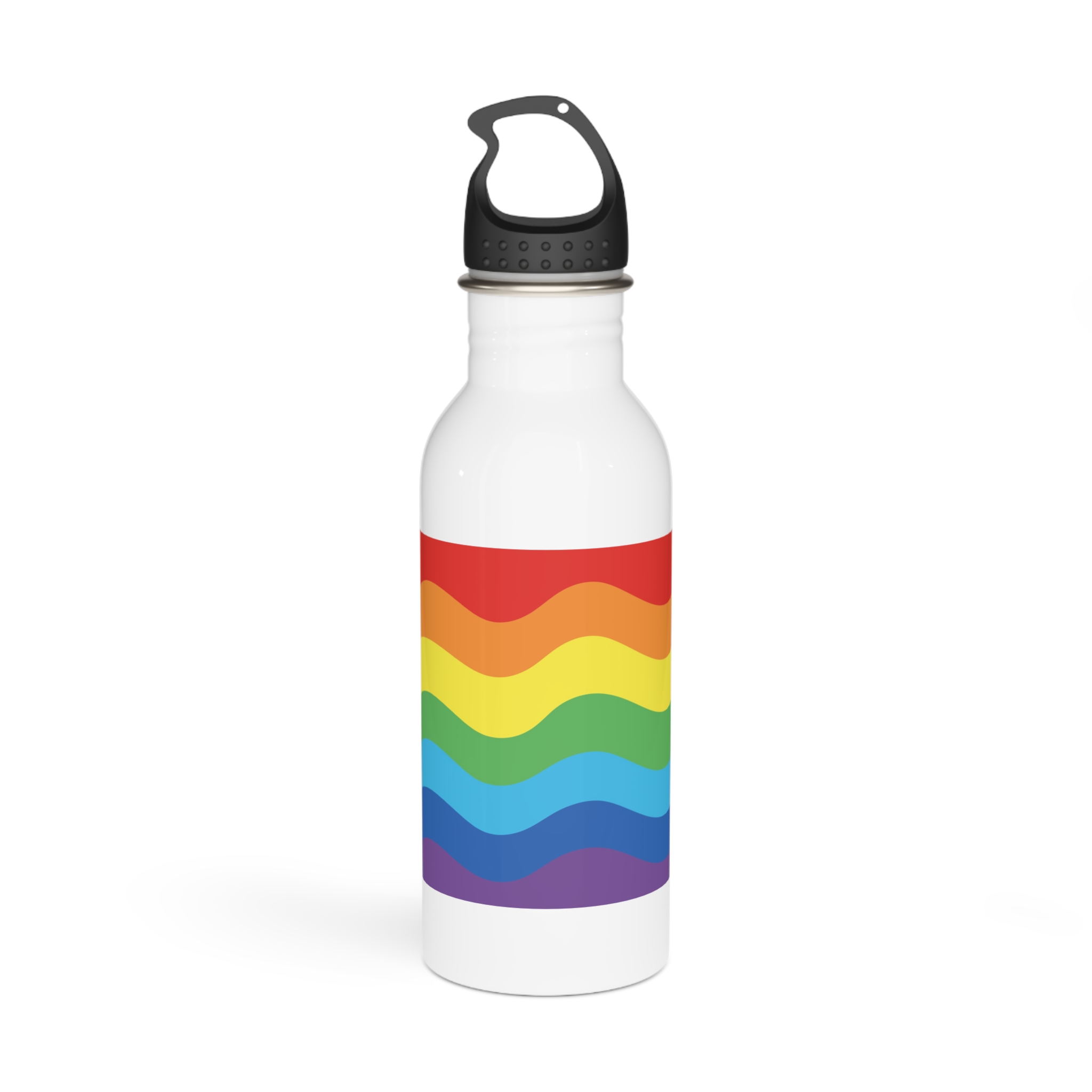 Bright Rainbow Color Waves Creating Cheerful Design Background Stainless Steel Water Bottle
