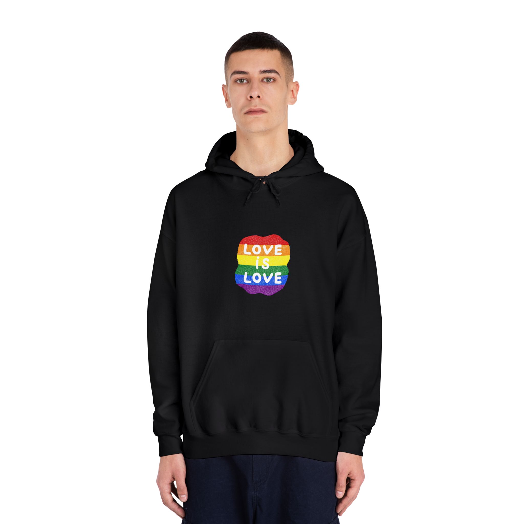 Love Is Love Lgbtq Pride Rainbow Poster Slogan Unisex Dryblend Hooded Sweatshirt - Image 11