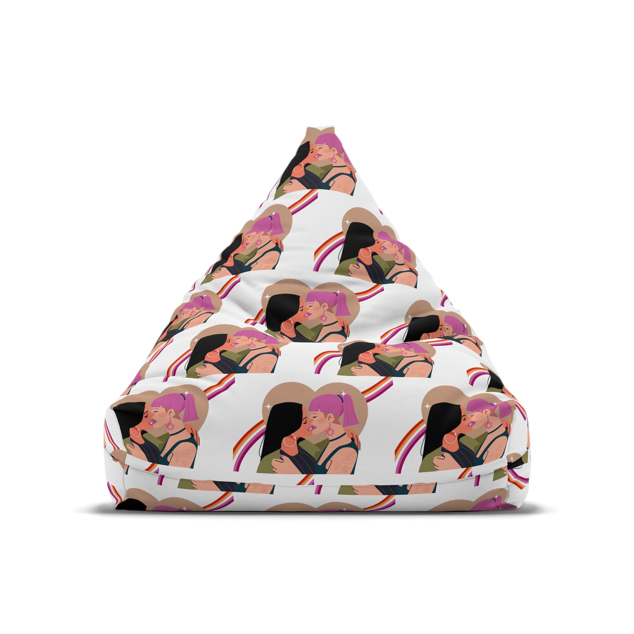 Hand Drawn Lesbian Kiss Bean Bag Chair Cover - Image 5