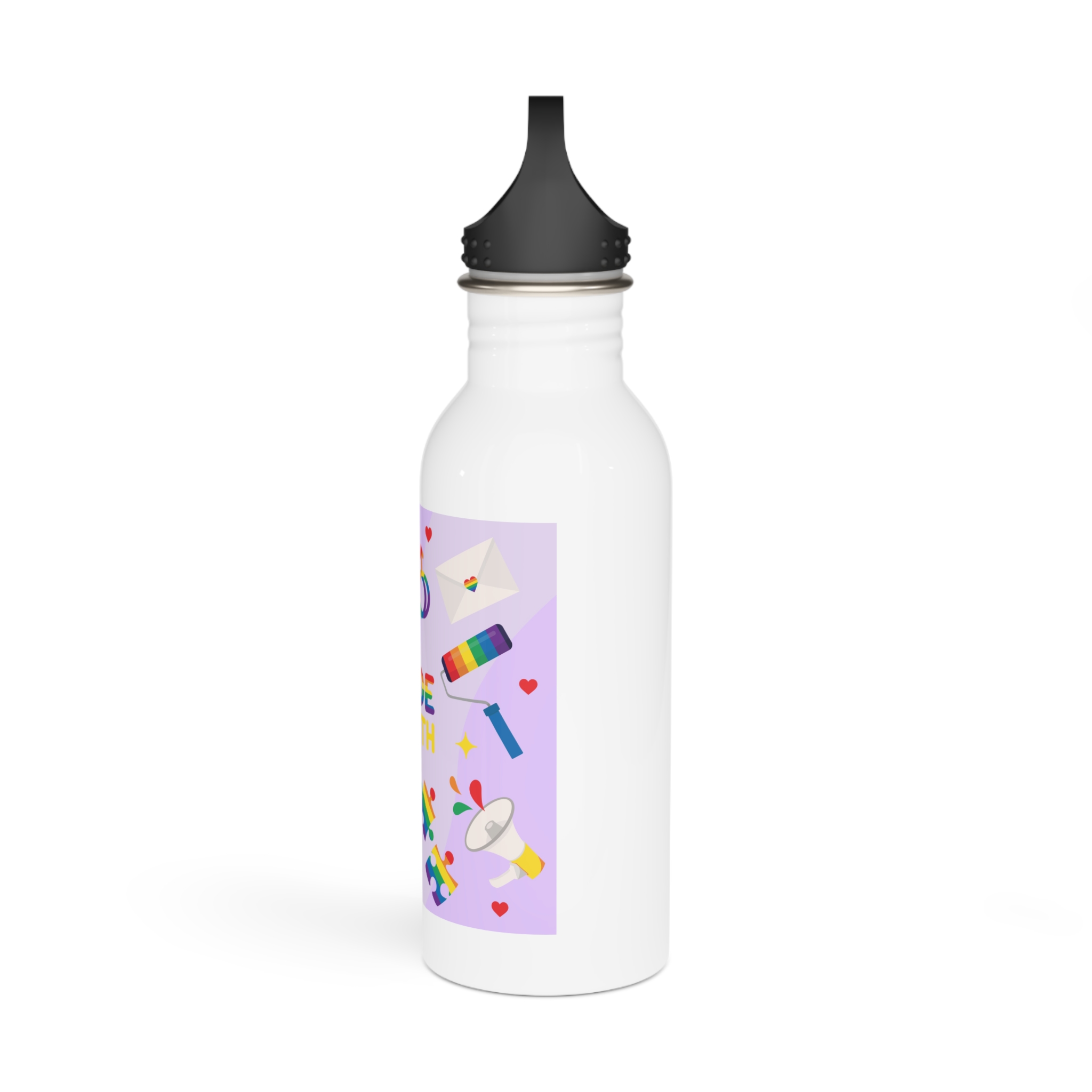 Pride Month Lgbtq Symbol Rainbow Colors Cute Elements Set Stainless Steel Water Bottle - Image 4