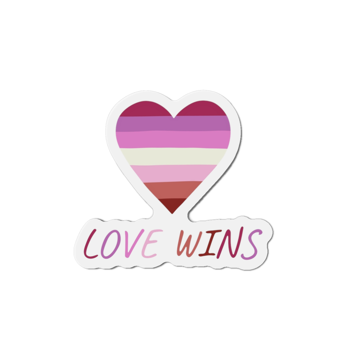 Colorful Heart Shape Lesbian Pride Flag Happy Pride Day Lgbtqia Community Pride Month Vector Hand Drawn Doodle Posters Stickers Logo Cards(2) Die Cut Magnets - Image 4