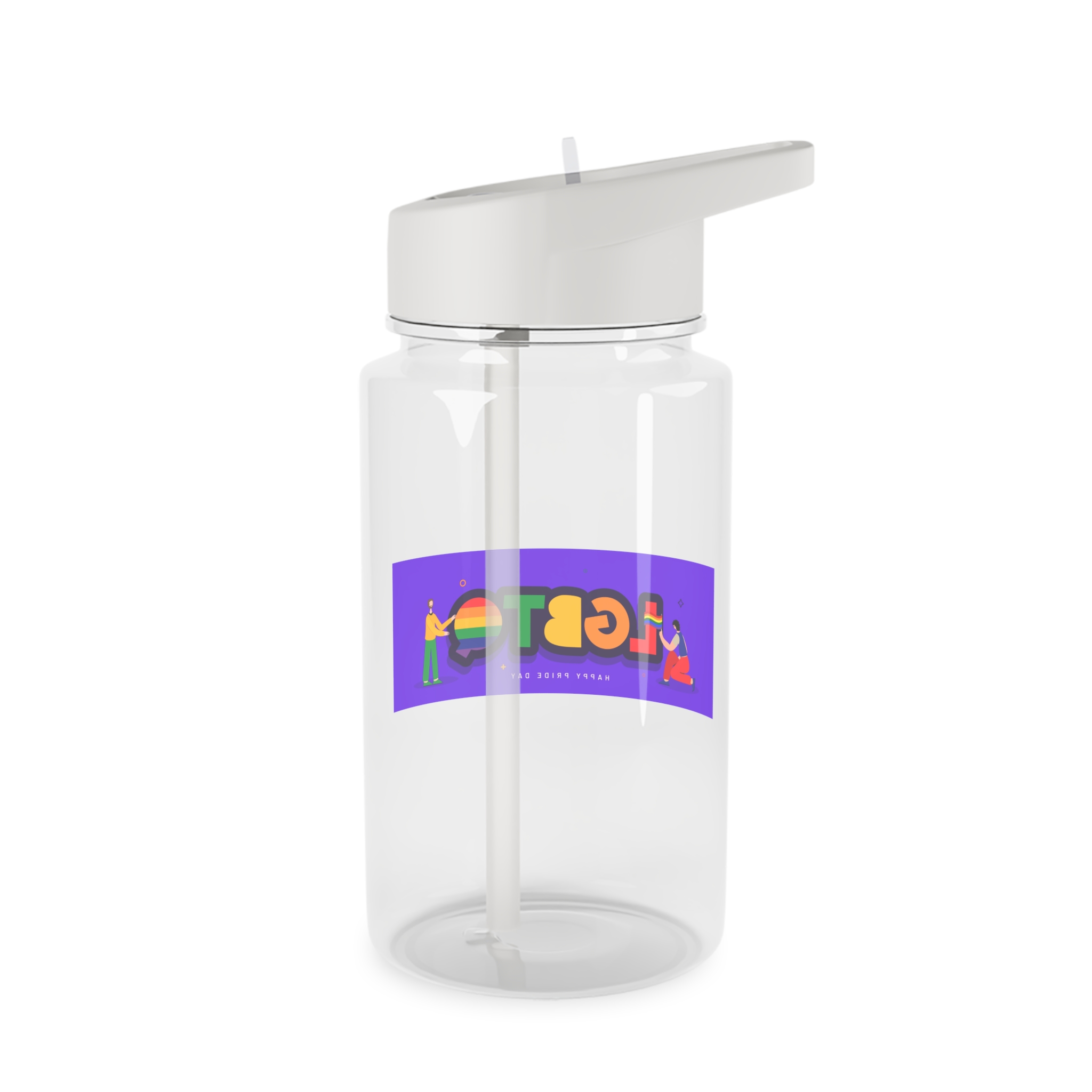 Lgbtq Community Banner Design With Illustration Gay Couple Tritan Water Bottle - Image 2