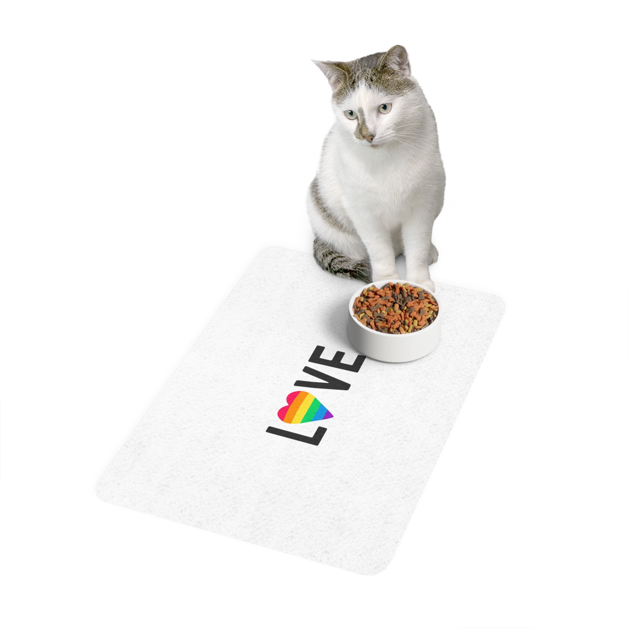 Love Lgbt Rainbow Heart Diversity Love Flag Flat Vector Illustration Pet Food Mat 12x18 - Image 3