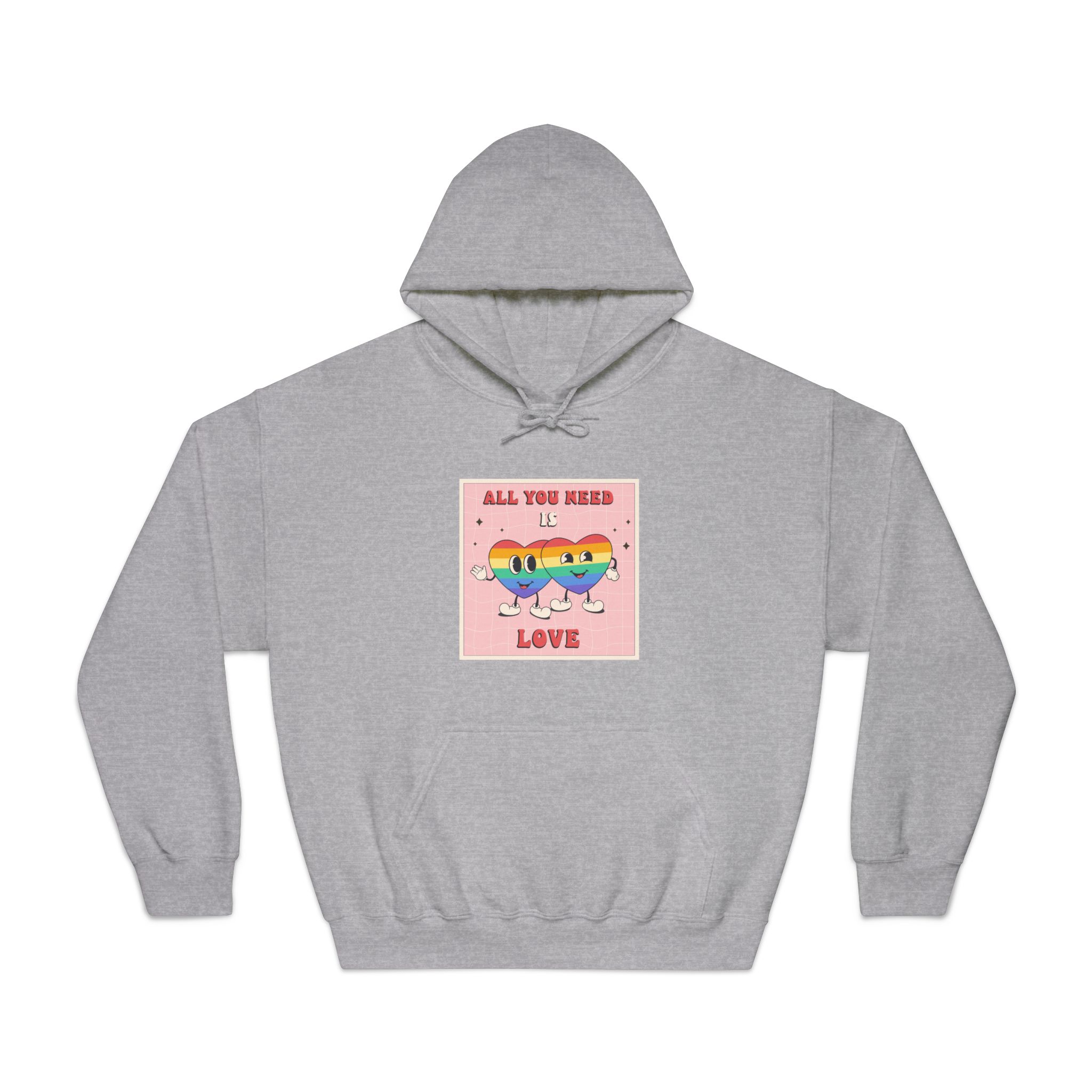 Lgbtq Pride Month Retro Groovy Poster Social Media Post Template With Rainbow Heart Unisex Dryblend Hooded Sweatshirt - Image 13