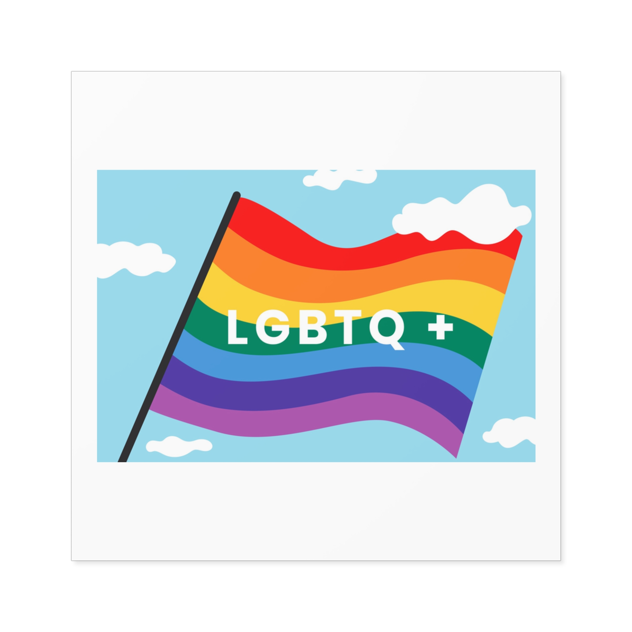 Rainbow Flag Banner Template Lgbtq Rights Laminate Stickers Square - Image 25