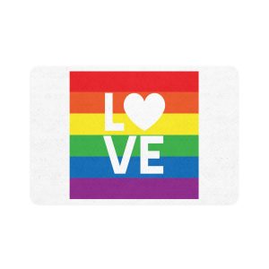 Love Lgbt Heart Squere White Pet Food Mat 12x18