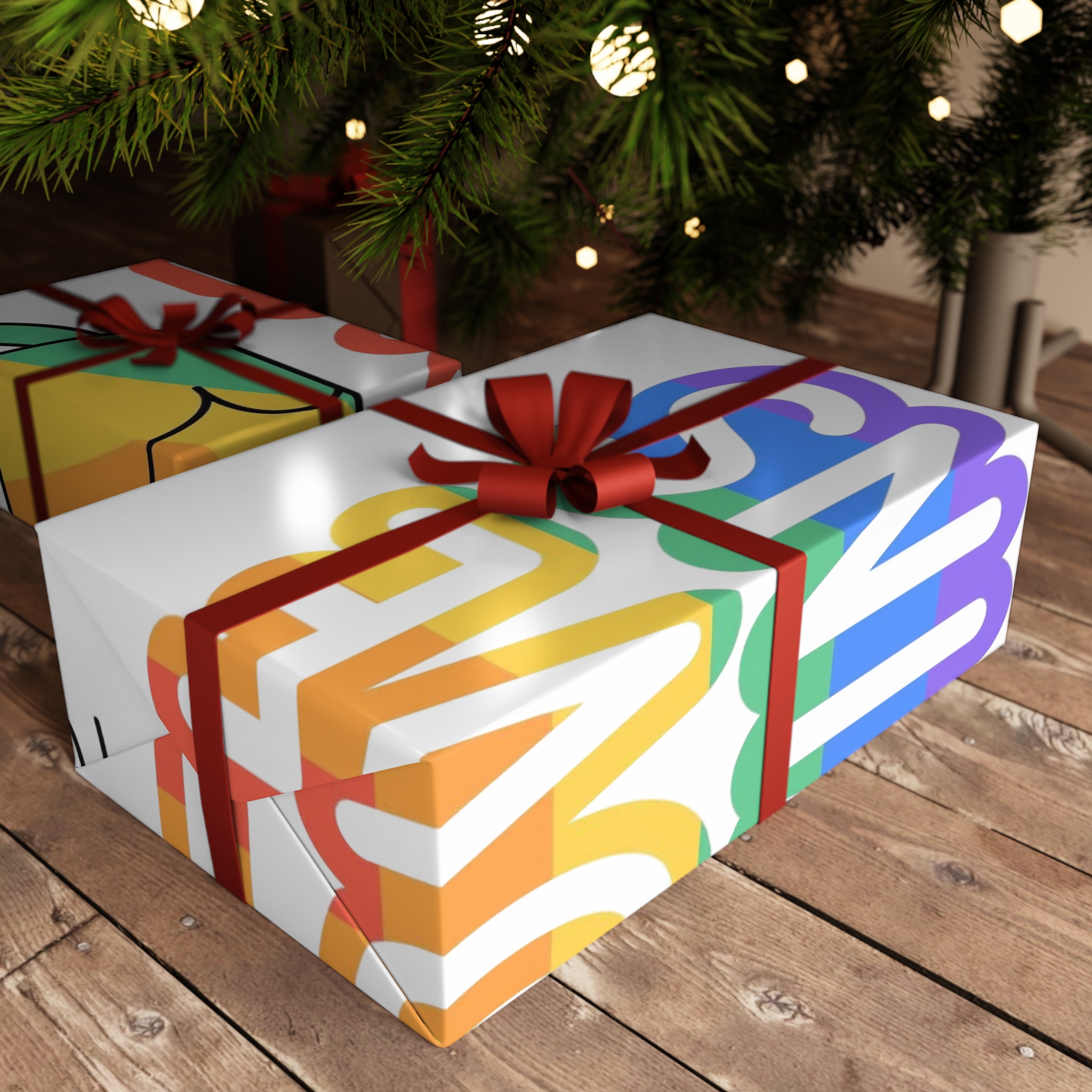Adorable Rainbowstriped Cat With Love Wins Slogan Playful Colorful Vector Illustration Gift Wrapping Paper Sheets 1pc - Image 6