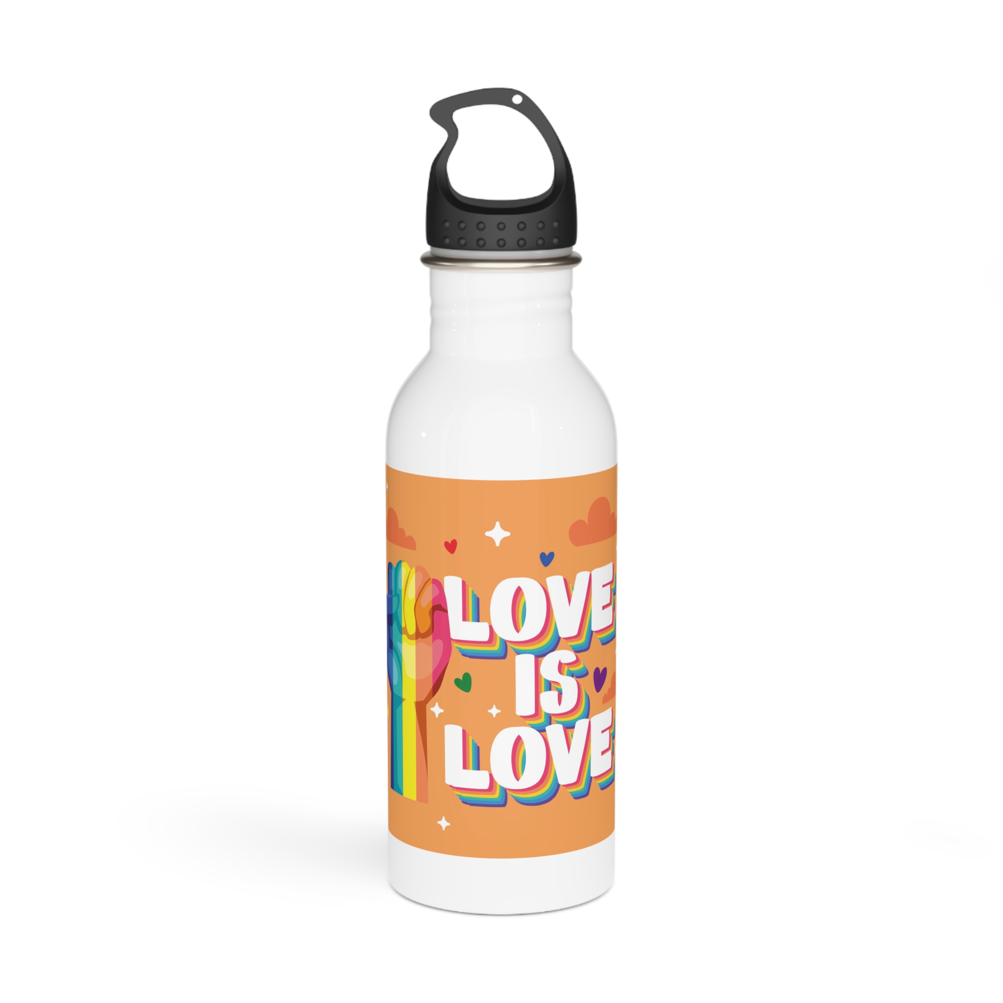 Love Is Love Lettering With Fist Stainless Steel Water Bottle