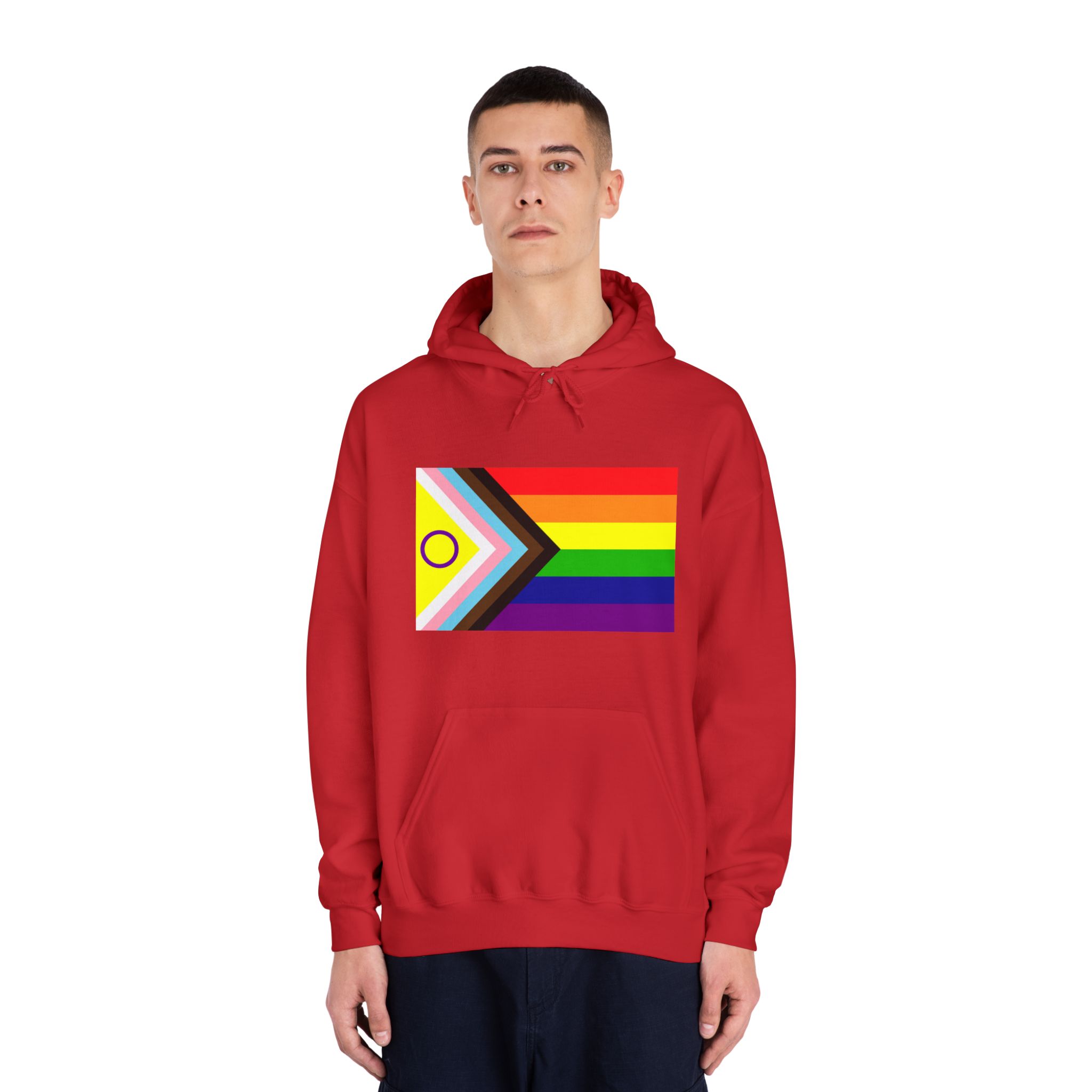 Lgbtq Pride Flag New Lgbtq Pride Flag Vector Updated Intersex Inclusive Progress Pride Flag Unisex Dryblend Hooded Sweatshirt - Image 35