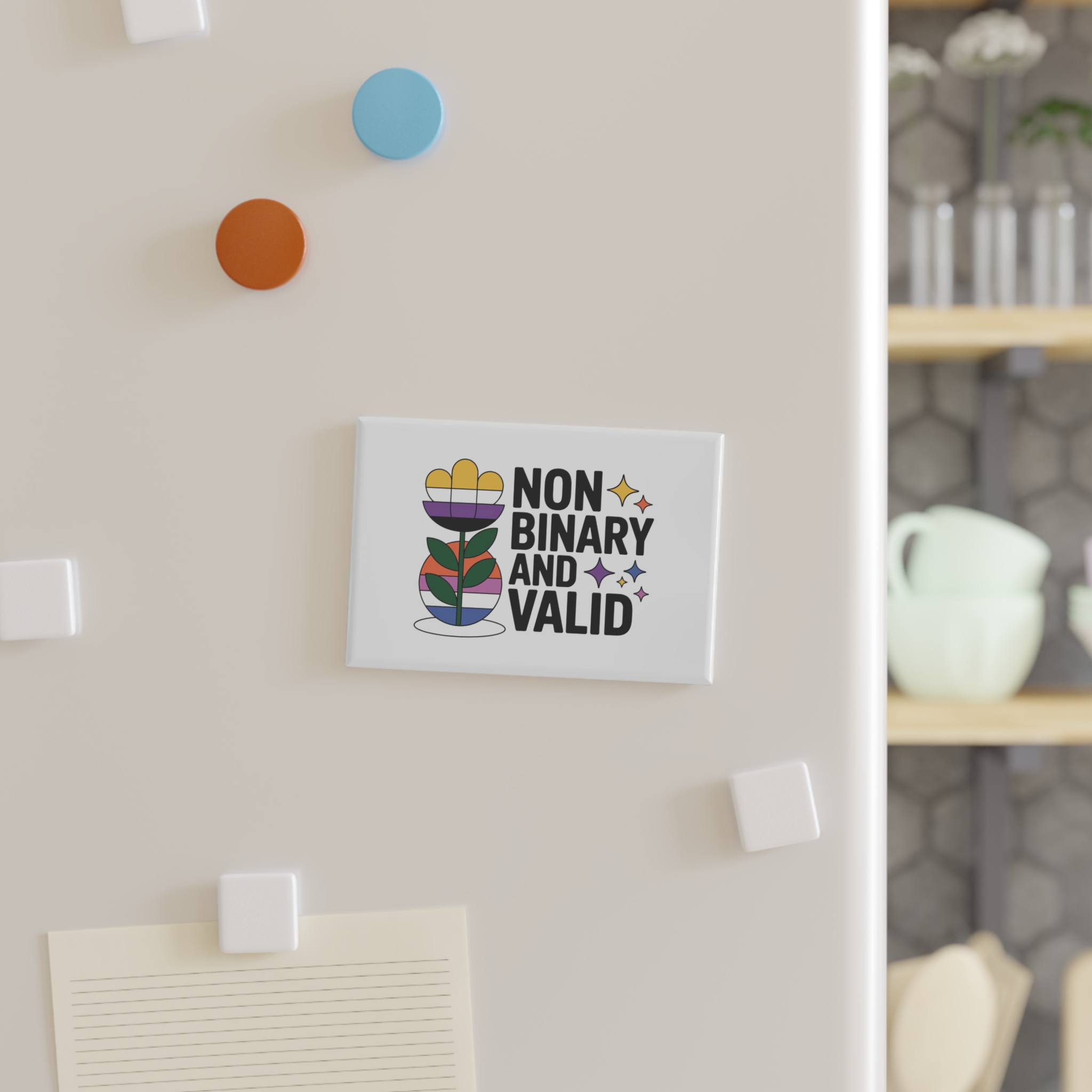 Non Binary Valid T Shirt Design Isolated White Background Button Magnet Rectangle 1 And 10 Pcs - Image 3