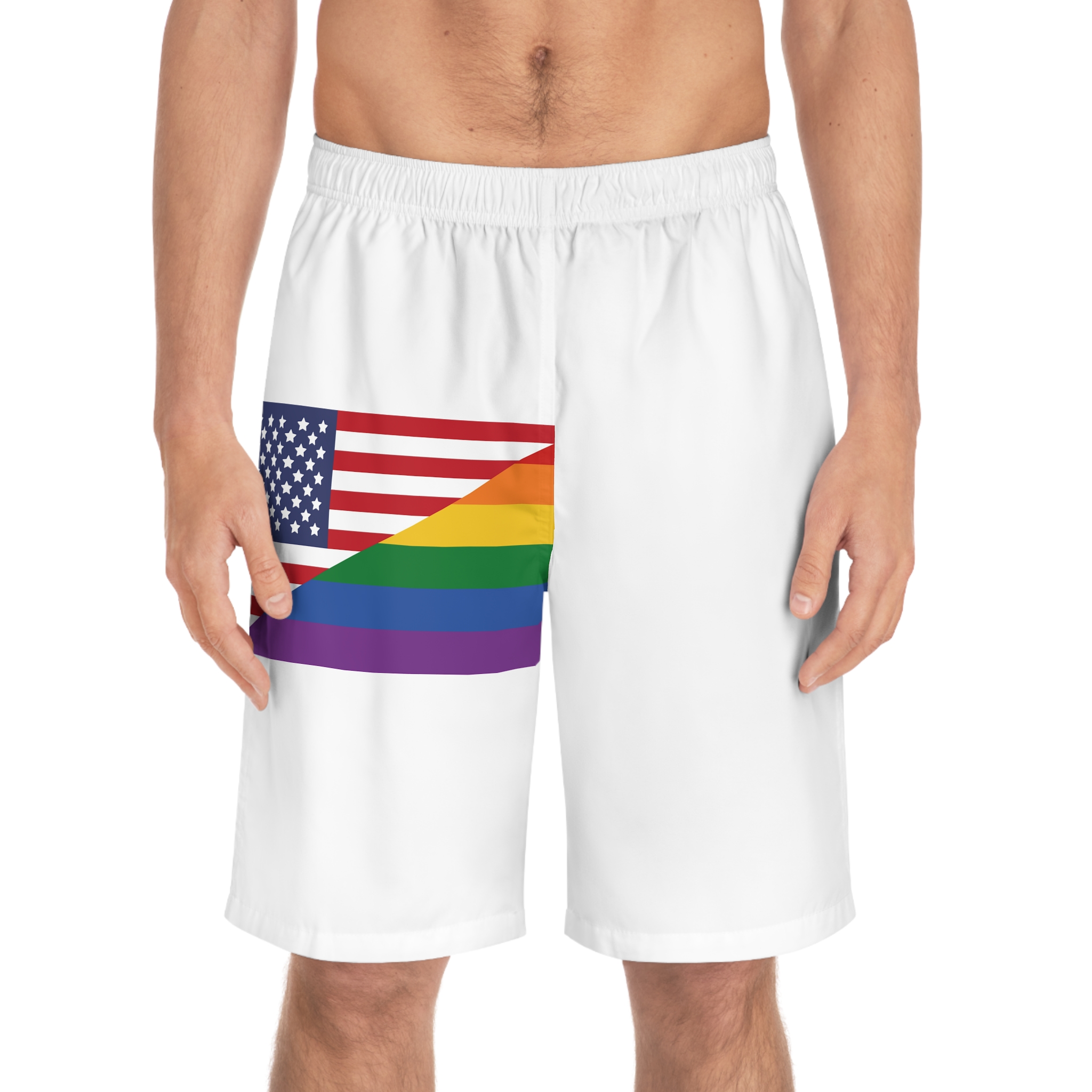 Lgbt Pride Month June Lesbian Gay Bisexual Transgender Lgbtq Flag Rainbow Vector(2) (1) Mens Board Shorts Aop - Image 3