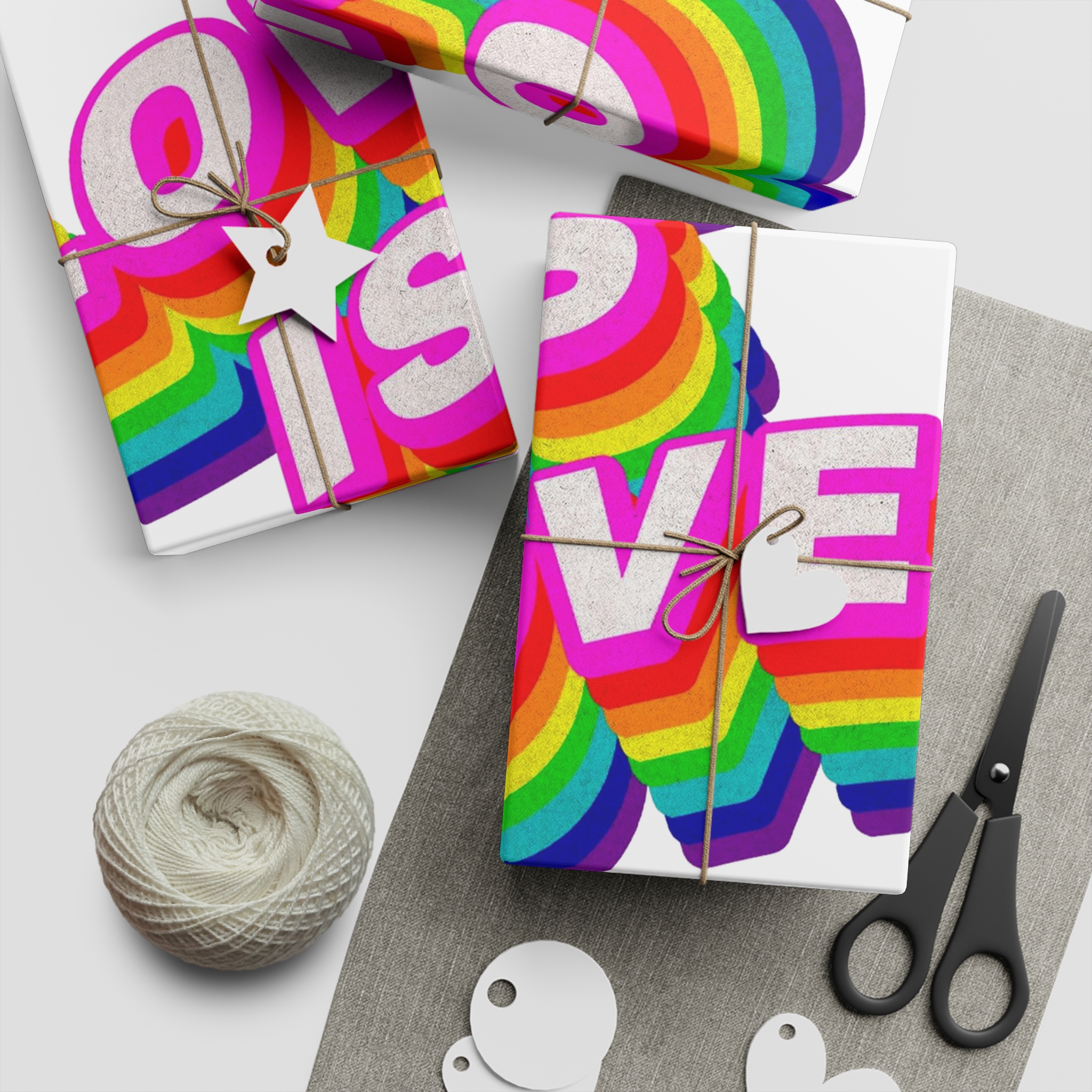 Rainbow Word Love Is Love Typography Design Element Gift Wrapping Paper Sheets 1pc - Image 2