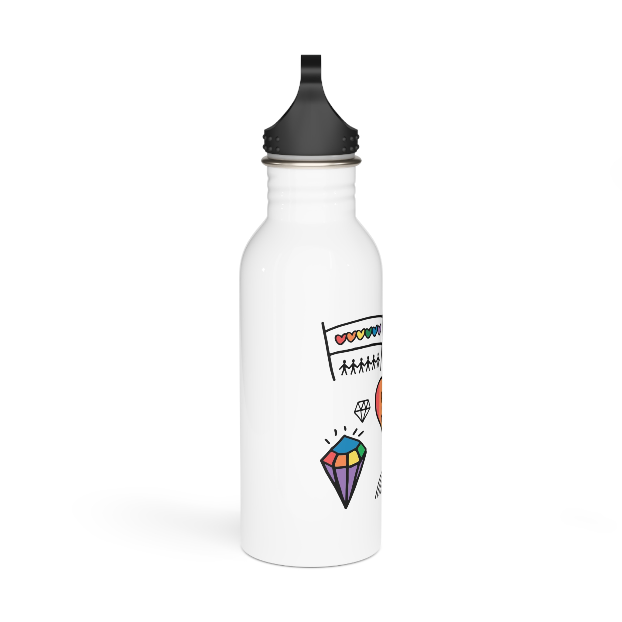 Lgbt Doodle Set Rainbow Flag Pride Month Vector Illustration Stainless Steel Water Bottle - Image 2