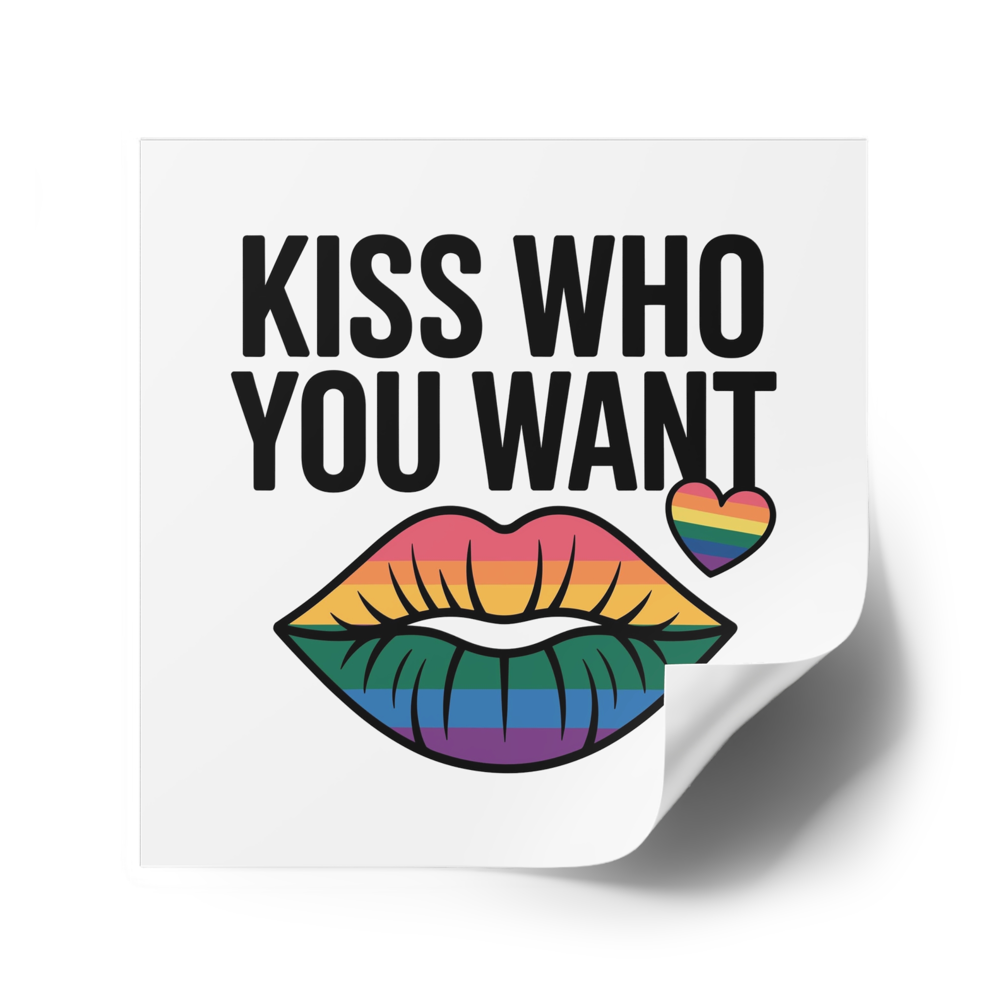 Kiss Who You Want T Shirt Design Isolated White Background Laminate Stickers Square - Image 34