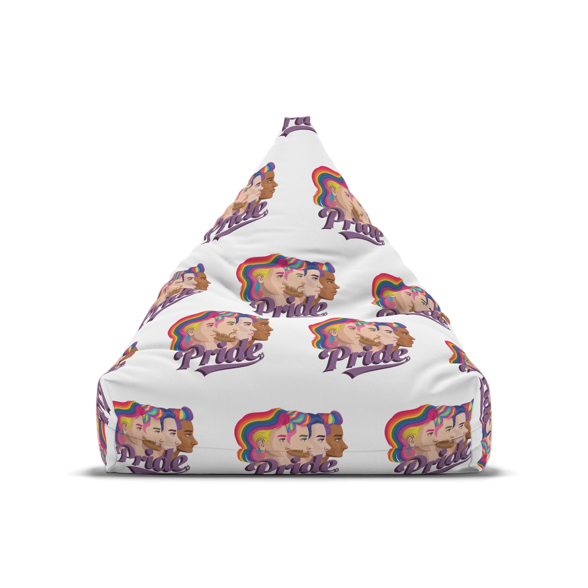 Vector Illustration Four Side Profiles Lgbtq Individuals With Vibrant Hair Colors Bean Bag Chair Cover - Image 5