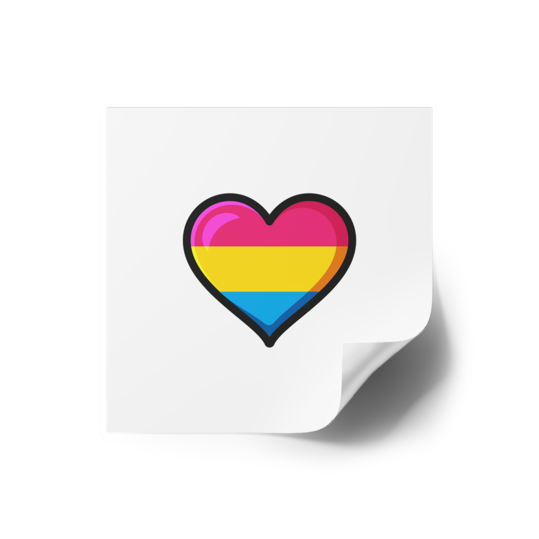 Pansexual Pride Flag Heart Shape Vector Illustration Laminate Stickers Square - Image 2
