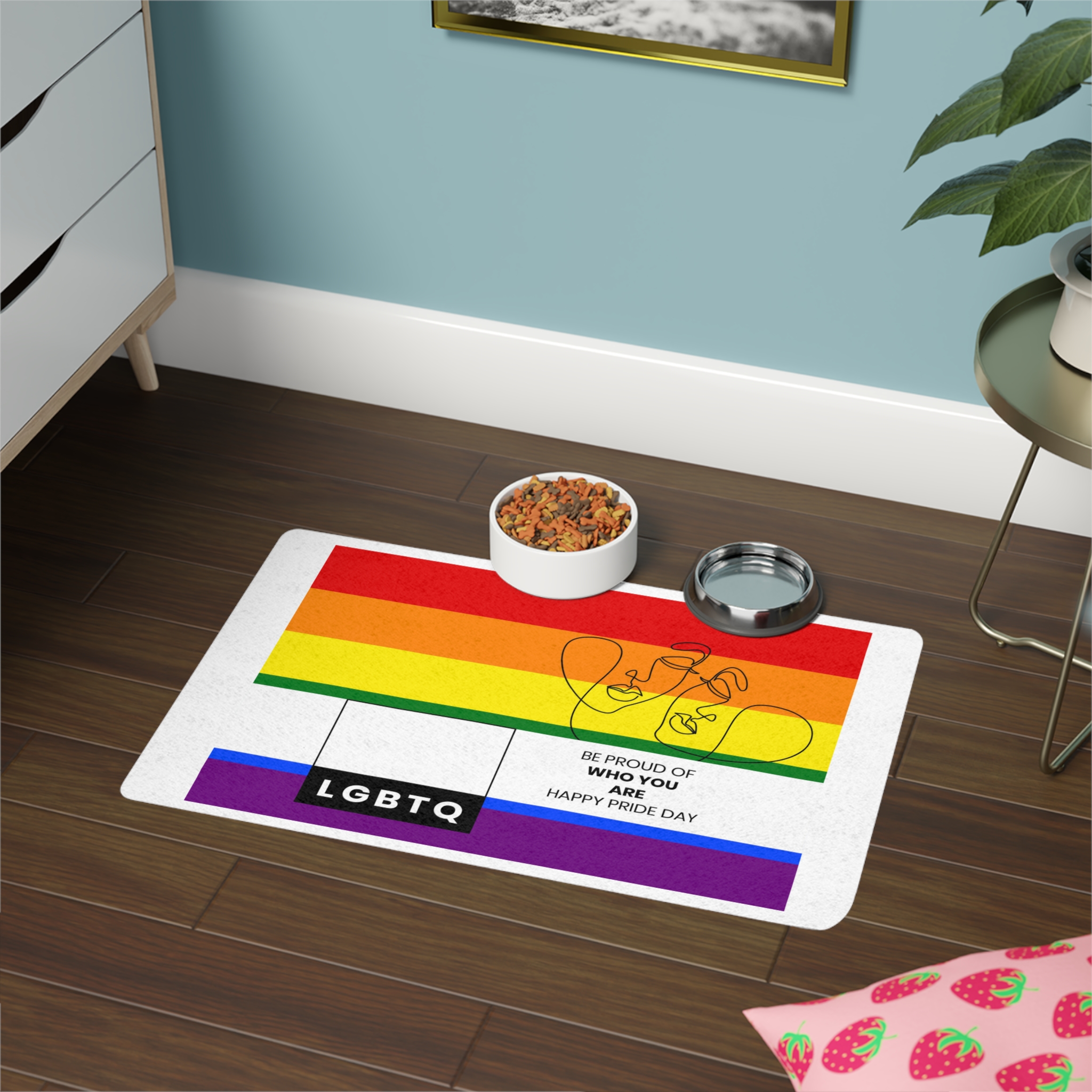 Lgbtq Pride Month Celebration Banner Poster Card Design Vector Illustration Pet Food Mat 12x18 - Image 4