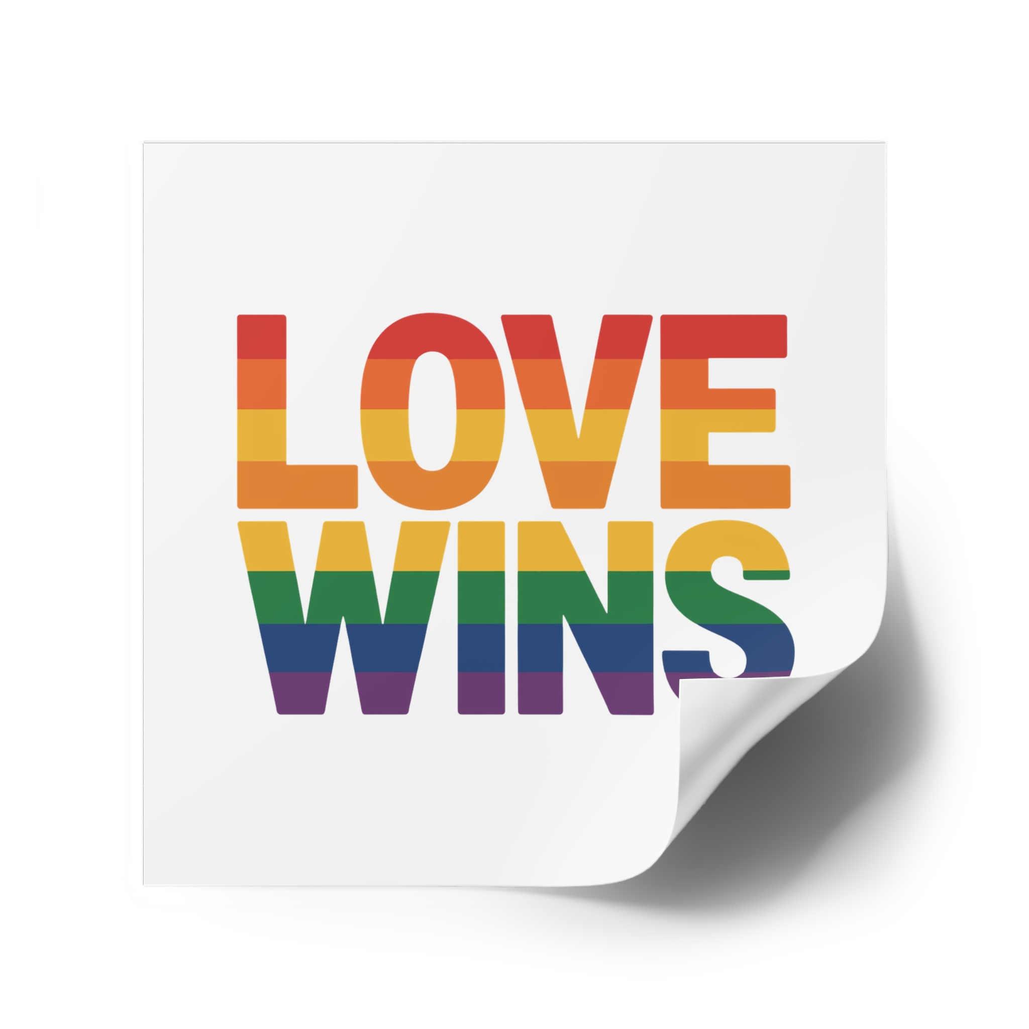 Love Wins Rainbow Pride Message Laminate Stickers Square - Image 38