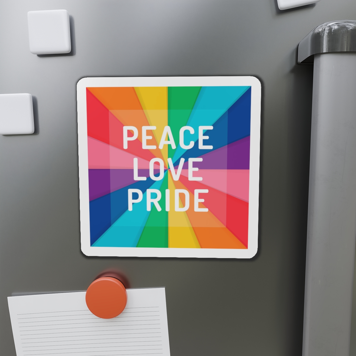 Rainbow Colored Background With Peace Love Pride Concept Pride Month Die Cut Magnets - Image 14