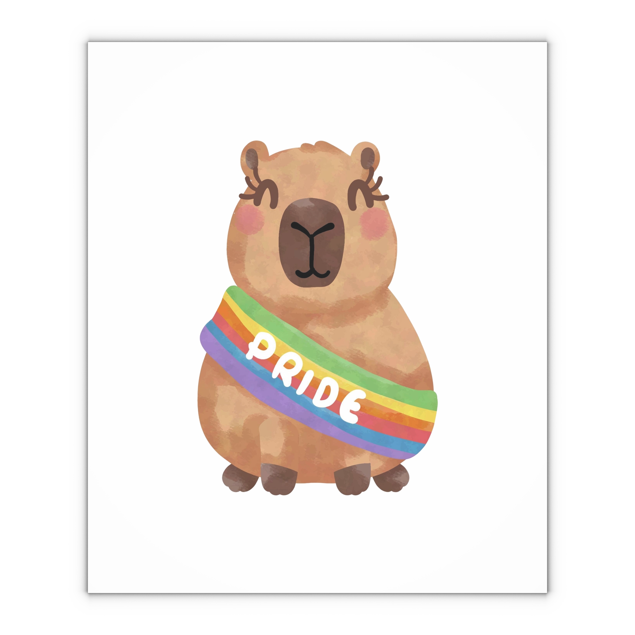 Cute Capybara With Rainbow Pride Sash Illustration Gift Wrapping Paper Sheets 1pc - Image 4