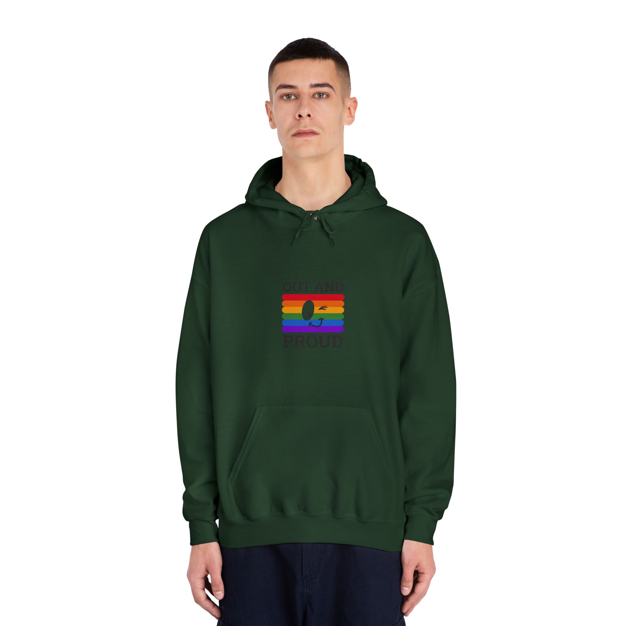 Out Proud Lgbtq Pride Month Quote Book Lover Rainbow Flag Hand Drawn Art White Background Unisex Dryblend Hooded Sweatshirt - Image 23