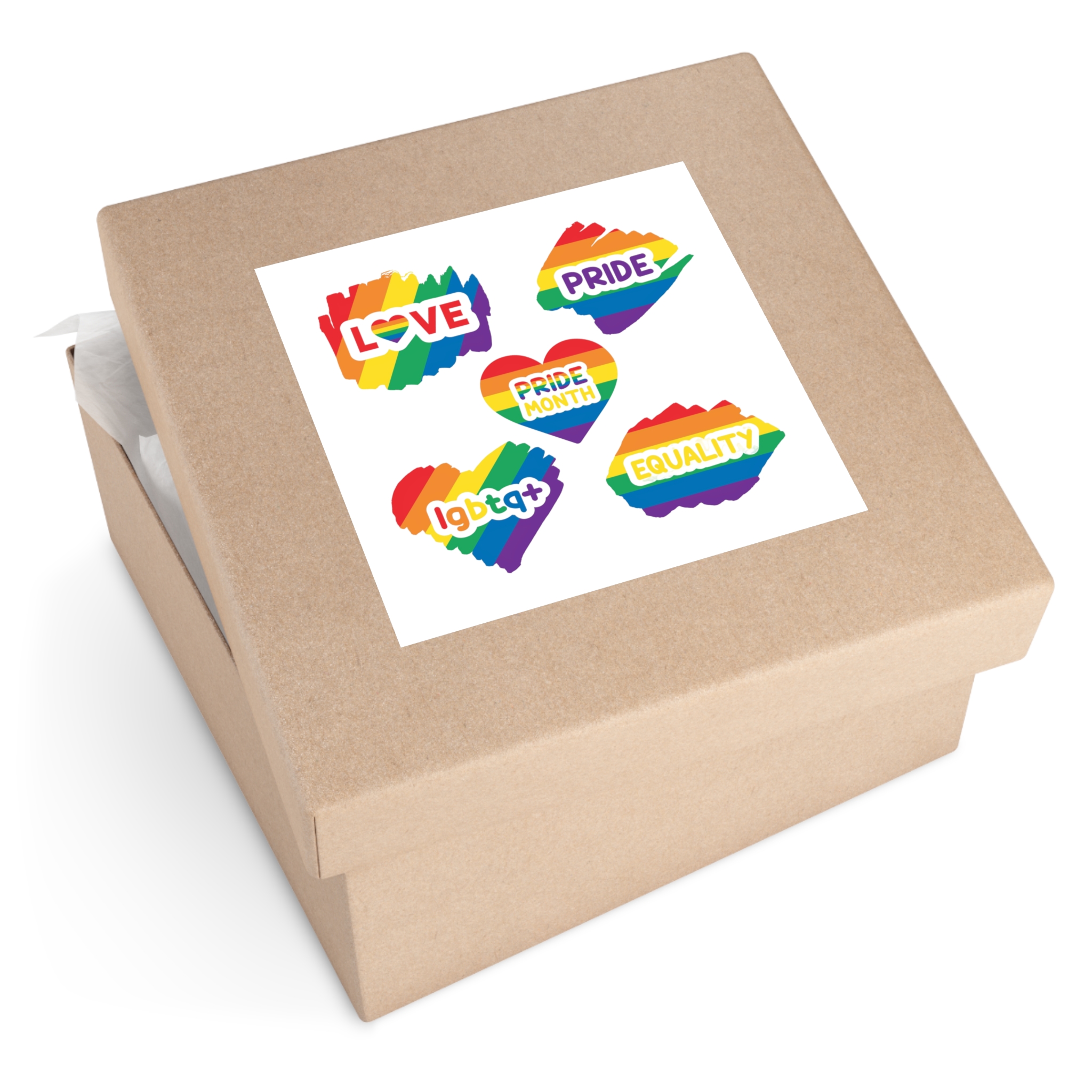 Pride Month Stickers Rainbow Lgbtq Flag Love Equality Laminate Stickers Square - Image 59
