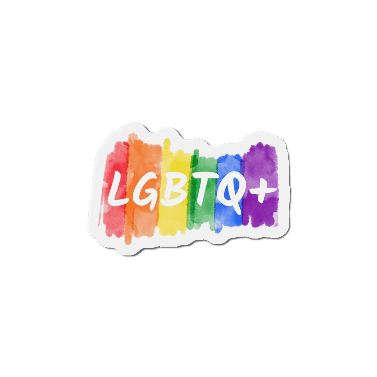 Lgbtq Logo Lettering Text Vector Rainbow Watercolor Paint Textured Colorful Stripes Die Cut Magnets - Image 13