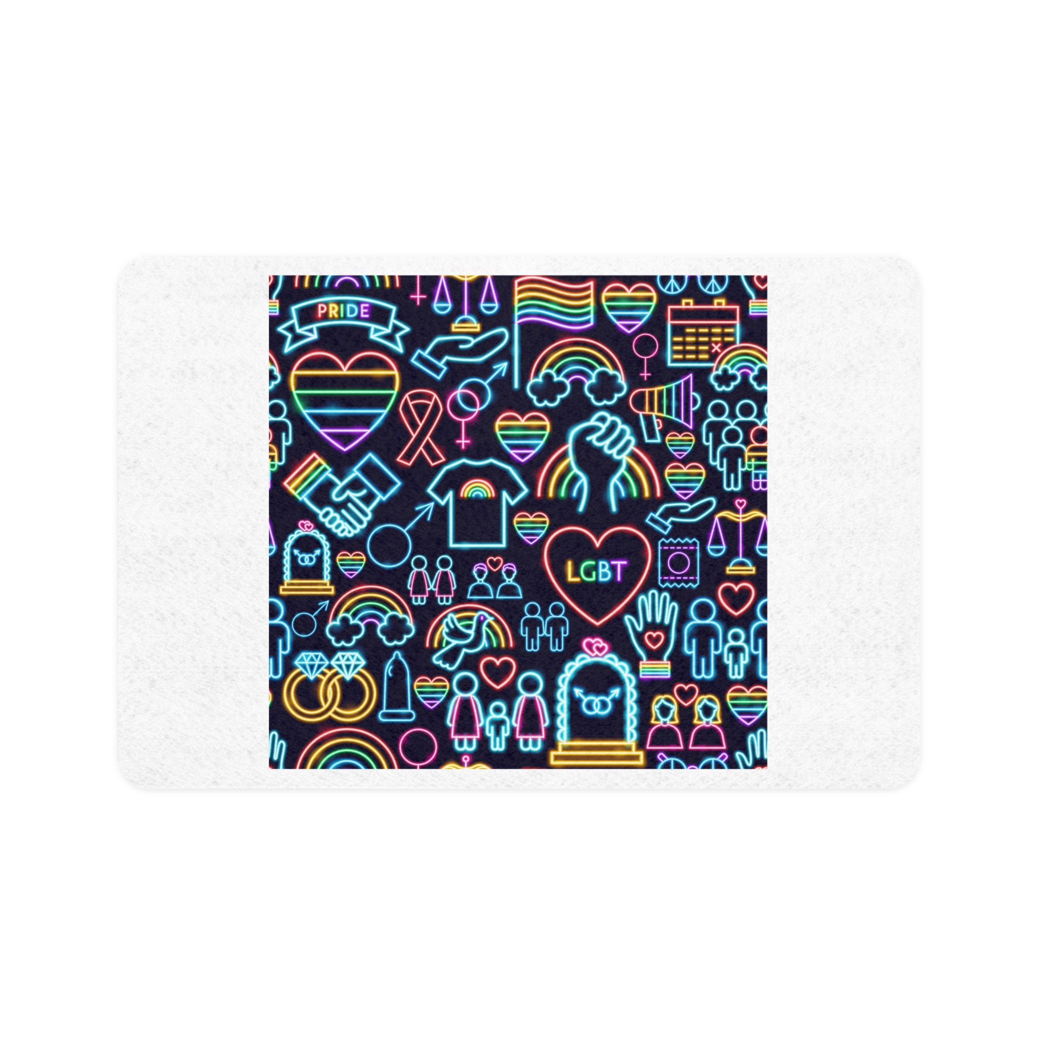 Lgbt Seamless Neon Pattern Pet Food Mat 12x18
