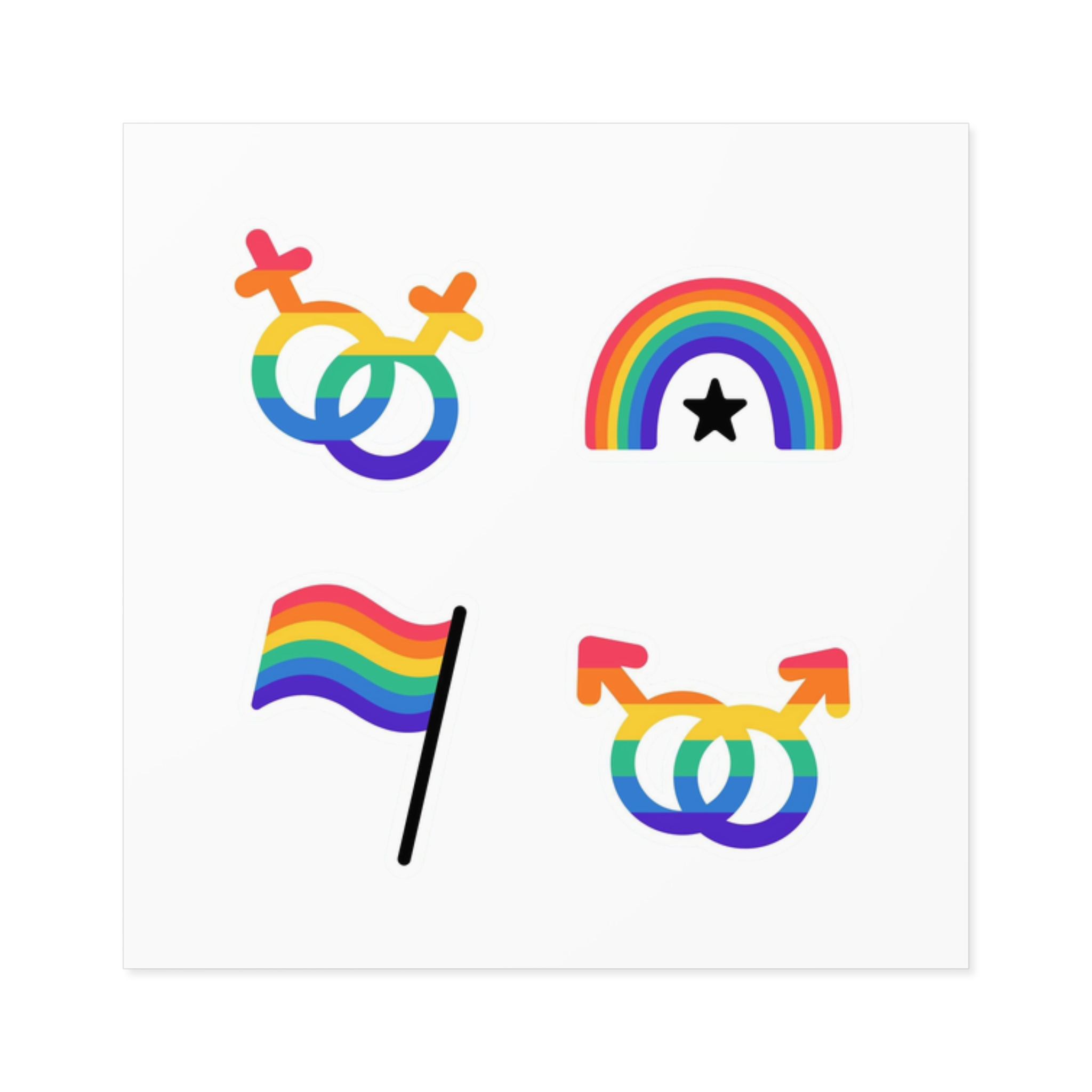 Lgbt Stickers Doodle Style Lgbtq Set Lgbt Pride Community Symbols Rainbow Colored Elements Flag Heart Rainbow Laminate Stickers Square - Image 13