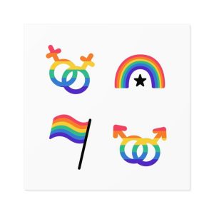 Lgbt Stickers Doodle Style Lgbtq Set Lgbt Pride Community Symbols Rainbow Colored Elements Flag Heart Rainbow Laminate Stickers Square